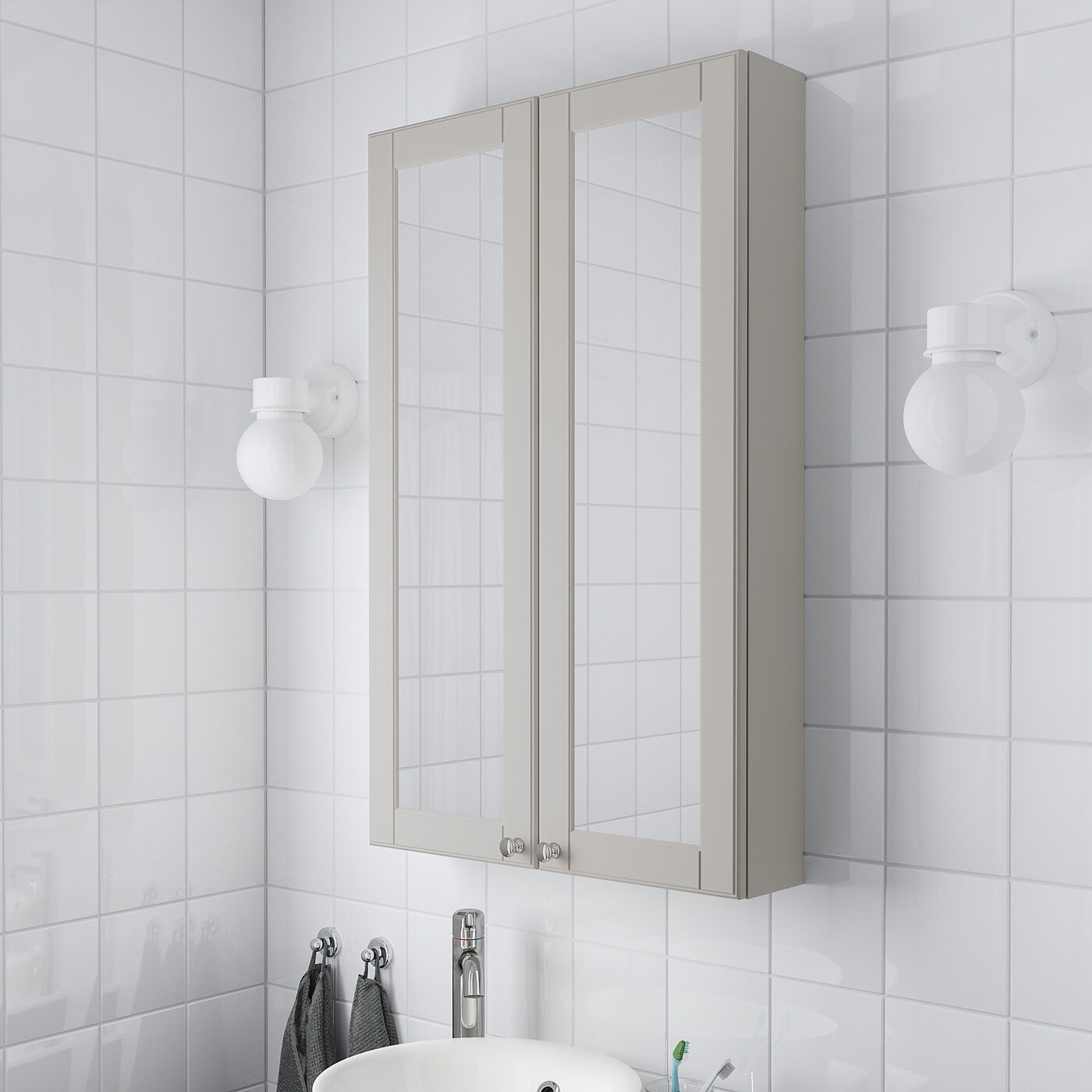 GODMORGON Mirror cabinet with 2 doors