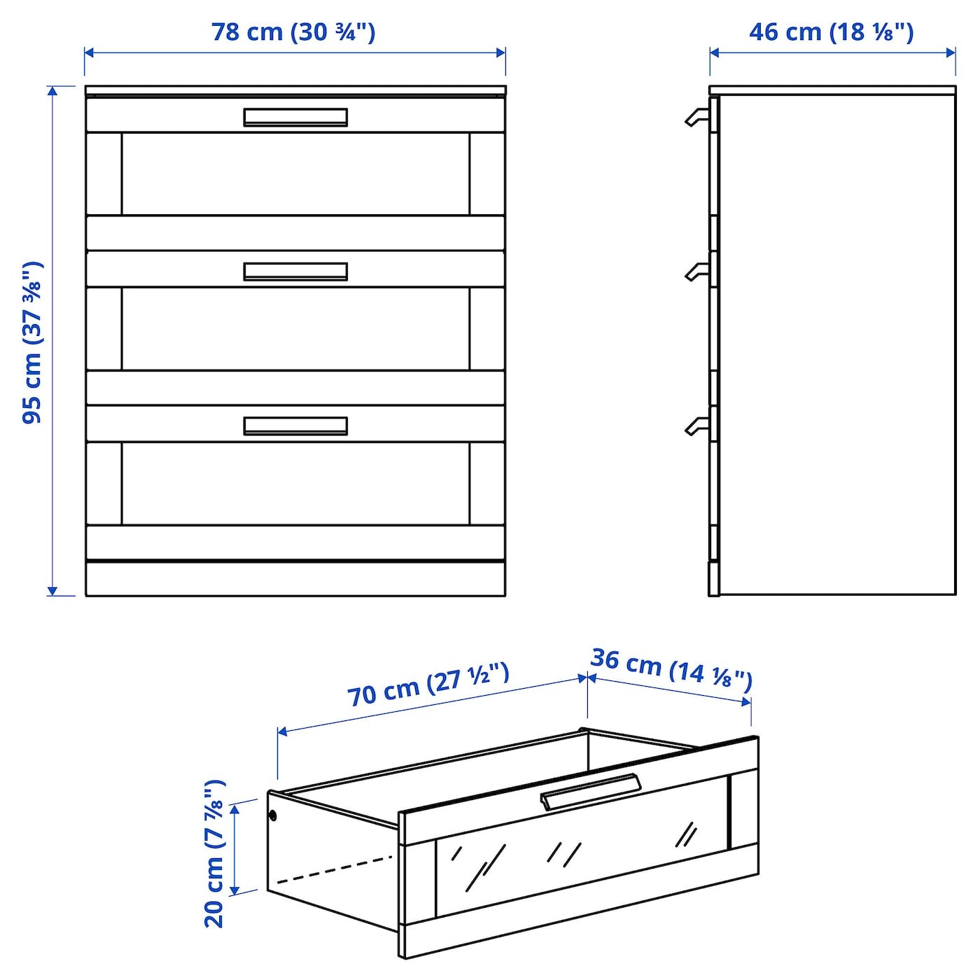 BRIMNES Chest of 3 drawers