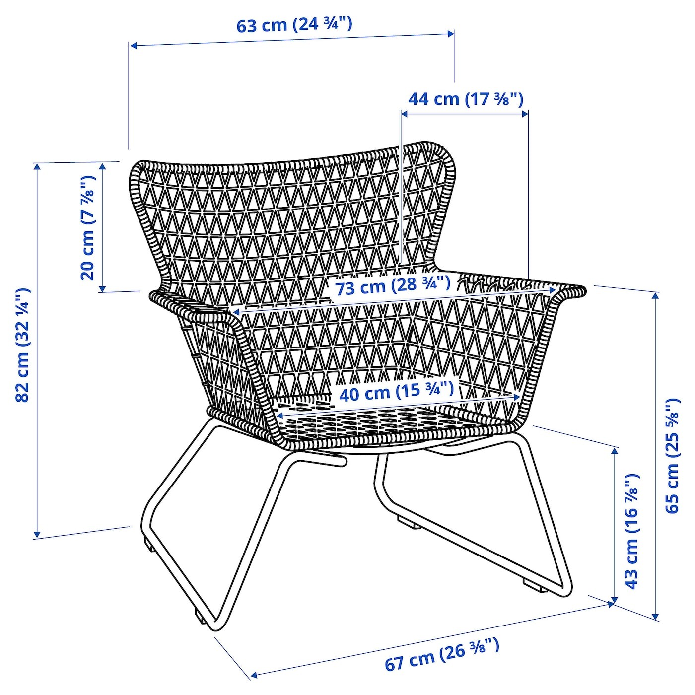 HÖGSTEN Chair with armrests, outdoor