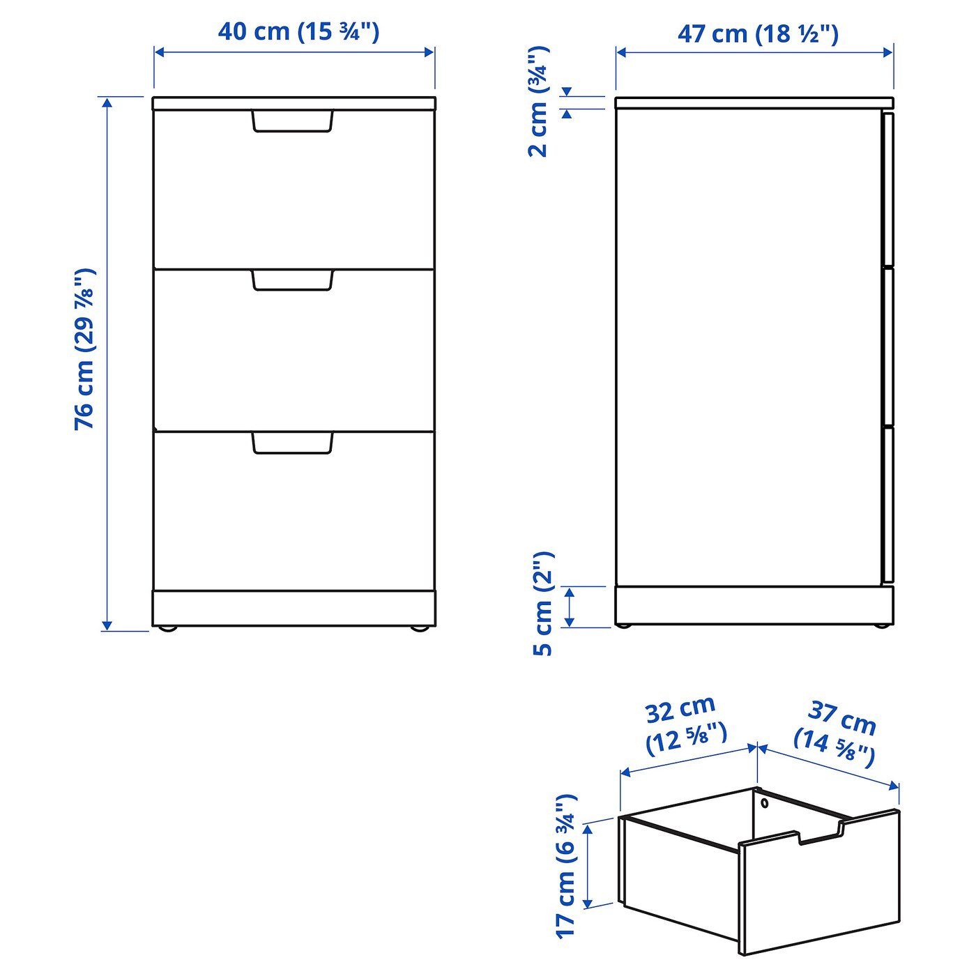 NORDLI Chest of 3 drawers