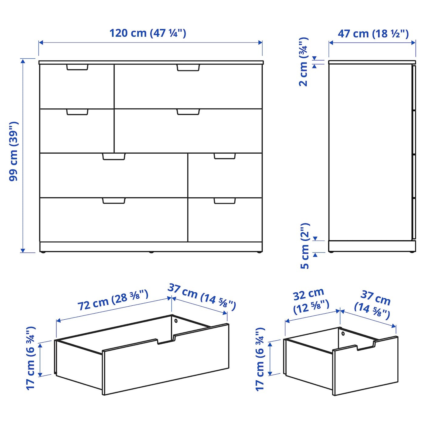 NORDLI Chest of 8 drawers