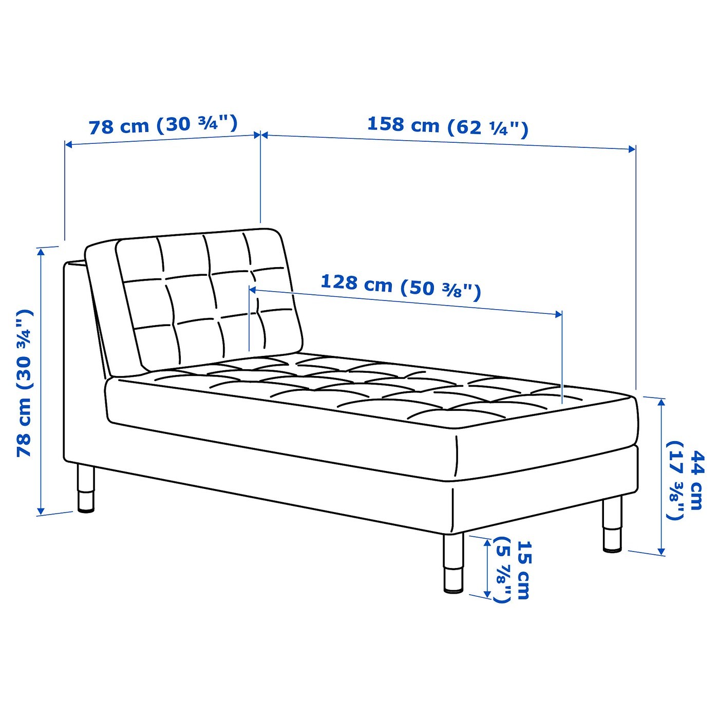 LANDSKRONA Chaise longue, add-on unit