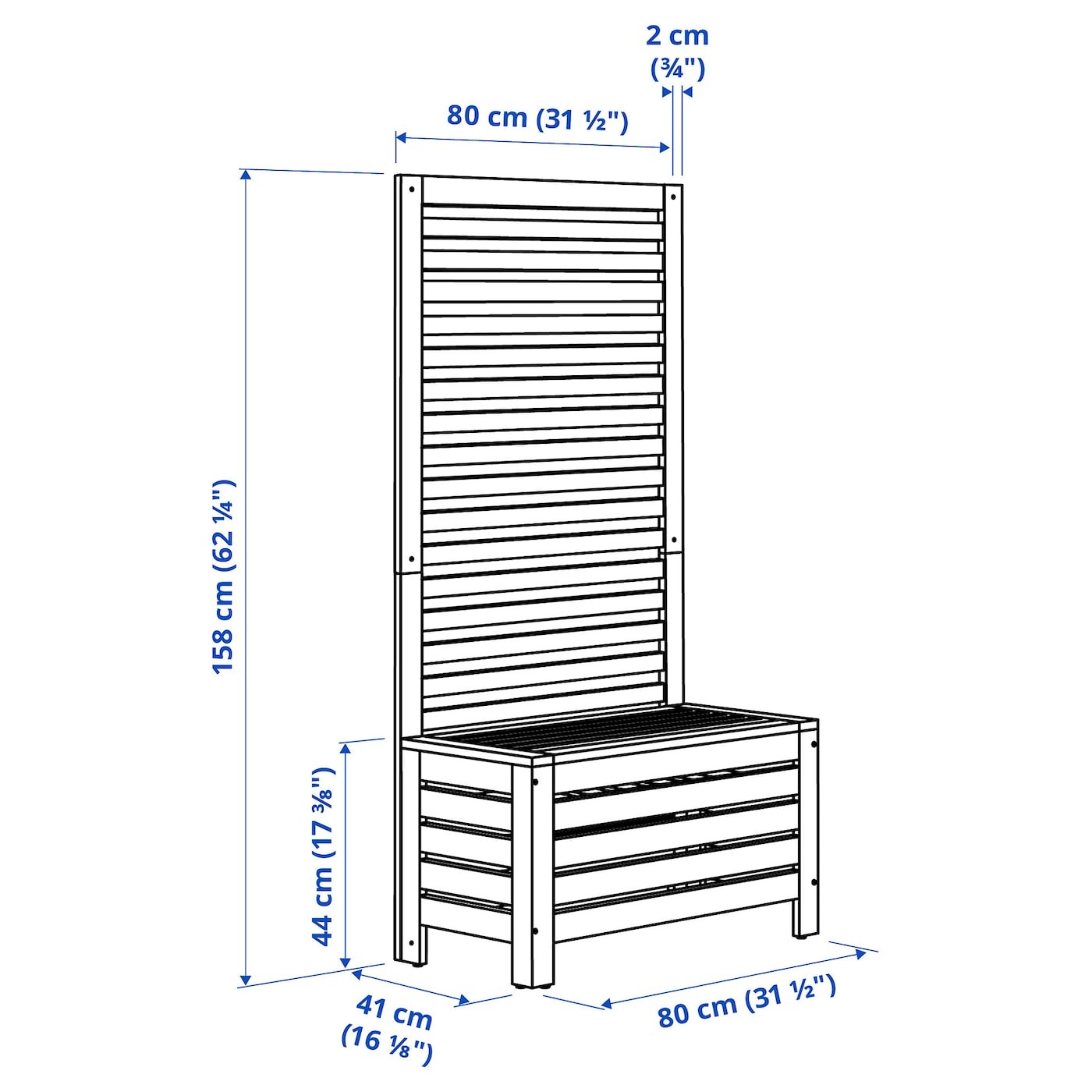 ÄPPLARÖ Bench with wall panel, outdoor