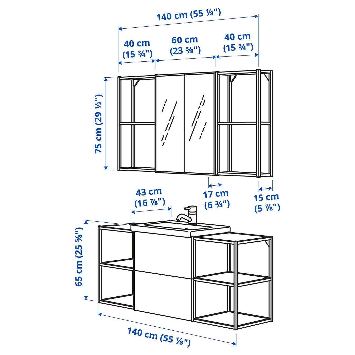 ENHET / TVÄLLEN Bathroom furniture, set of 18