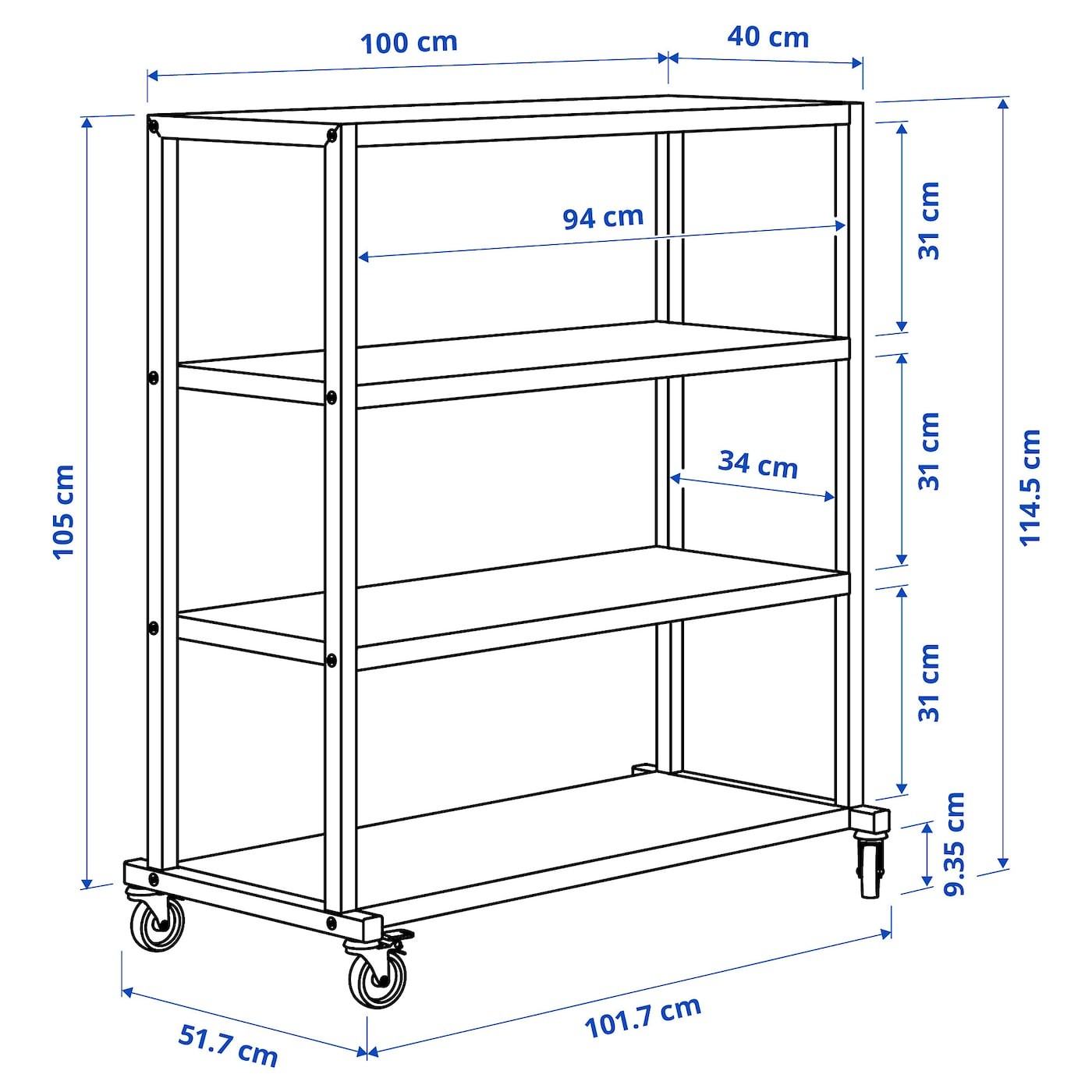 RÅVAROR Storage unit on castors