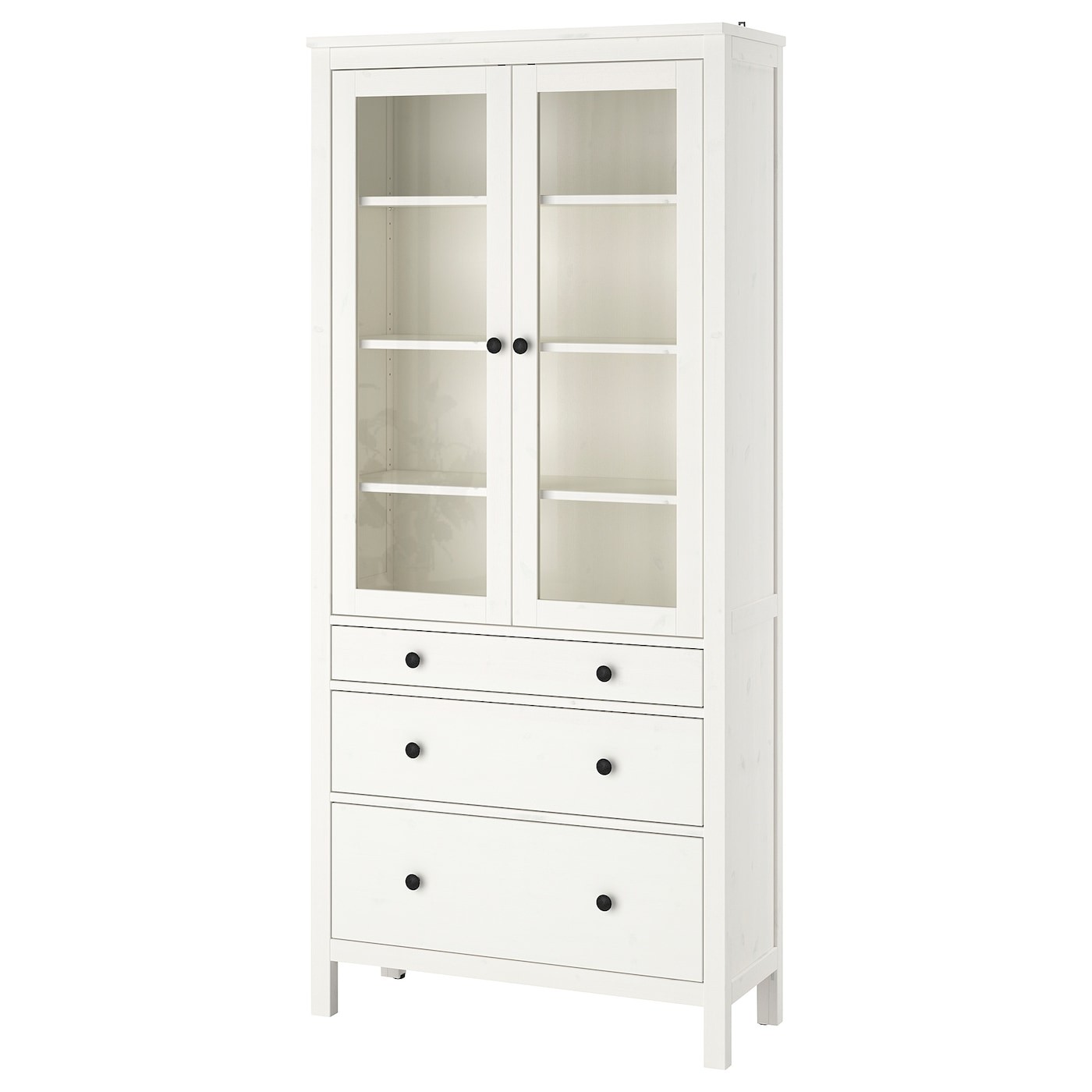 HEMNES Glass-door cabinet with 3 drawers