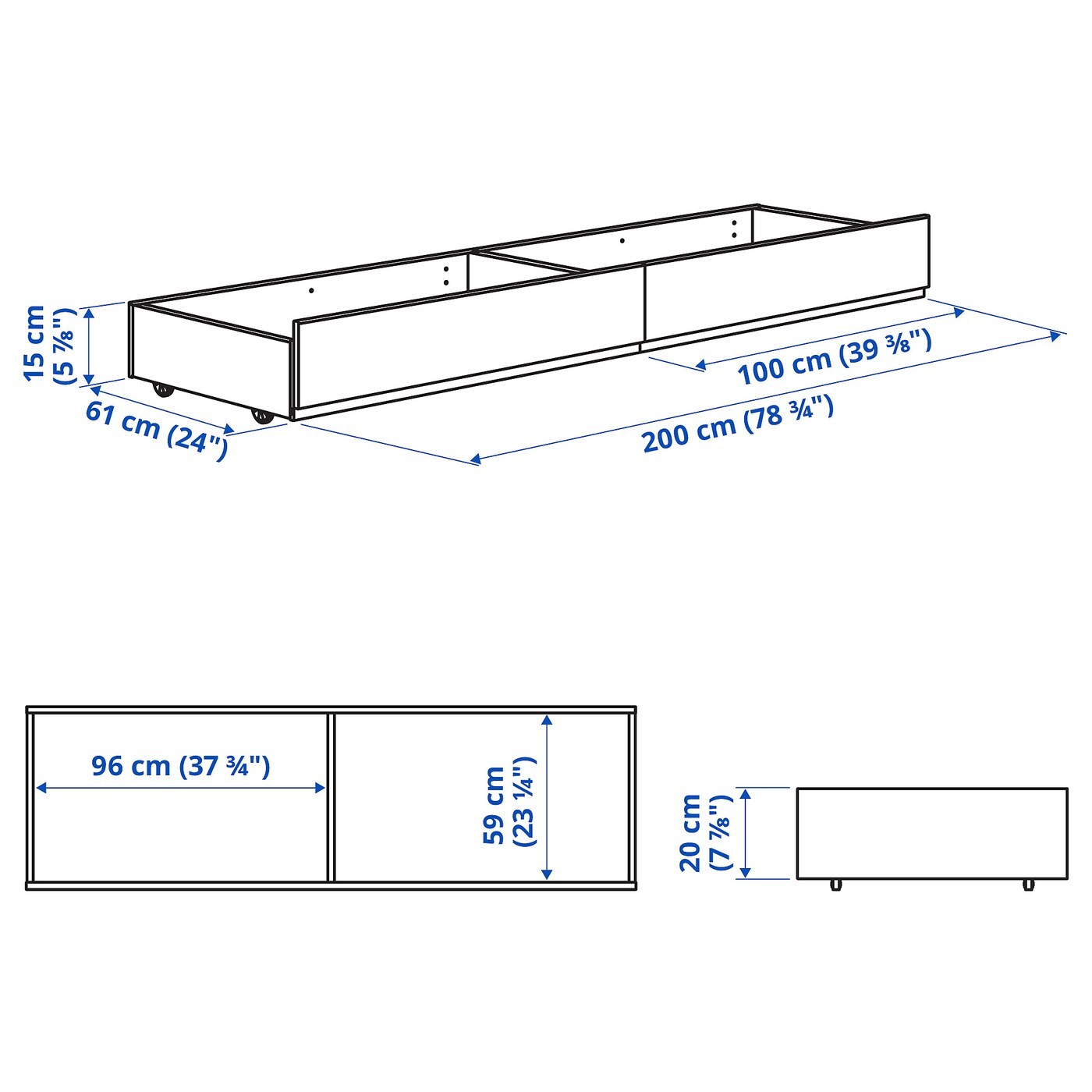 HAUGA Upholstered bed storage box