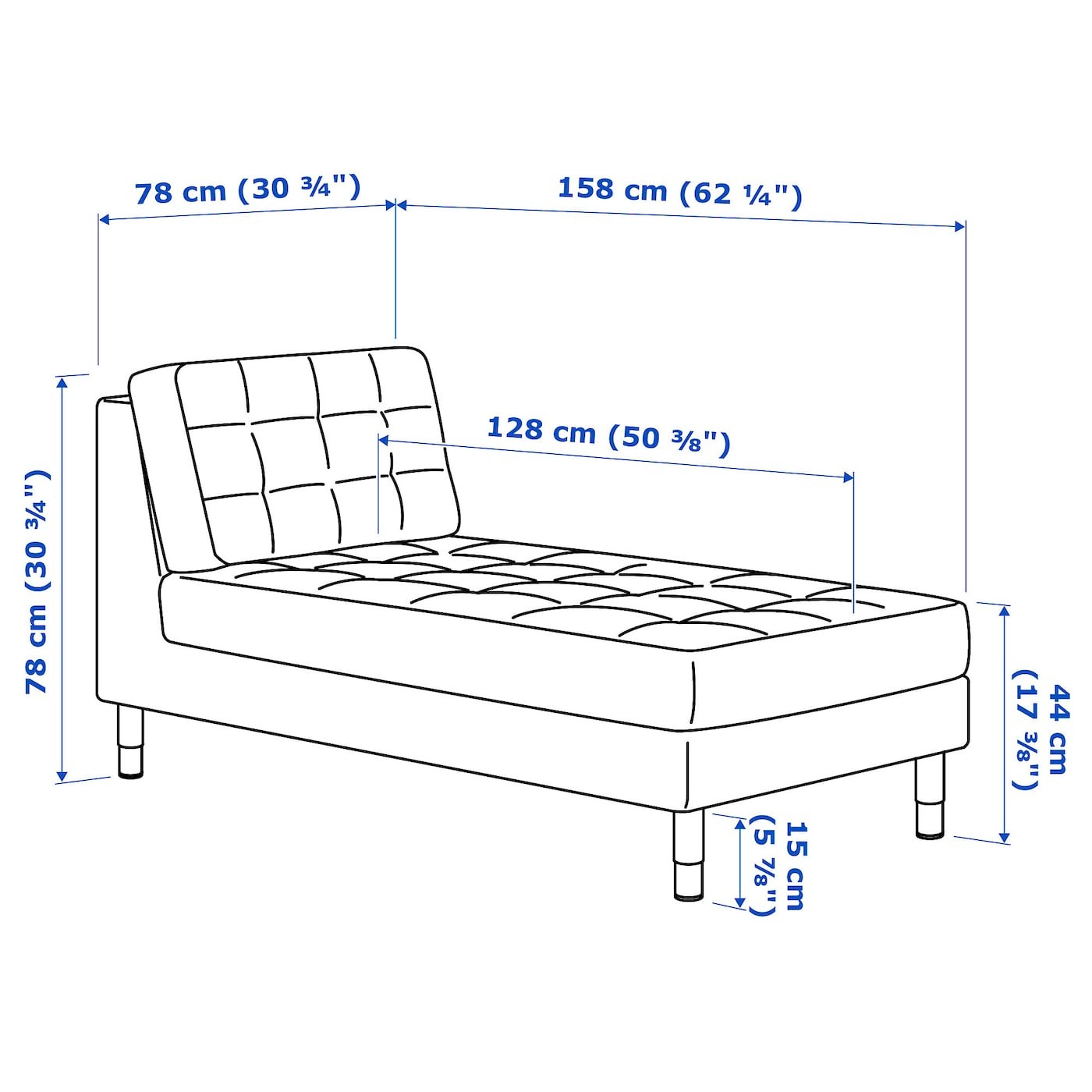 LANDSKRONA Chaise longue, add-on unit