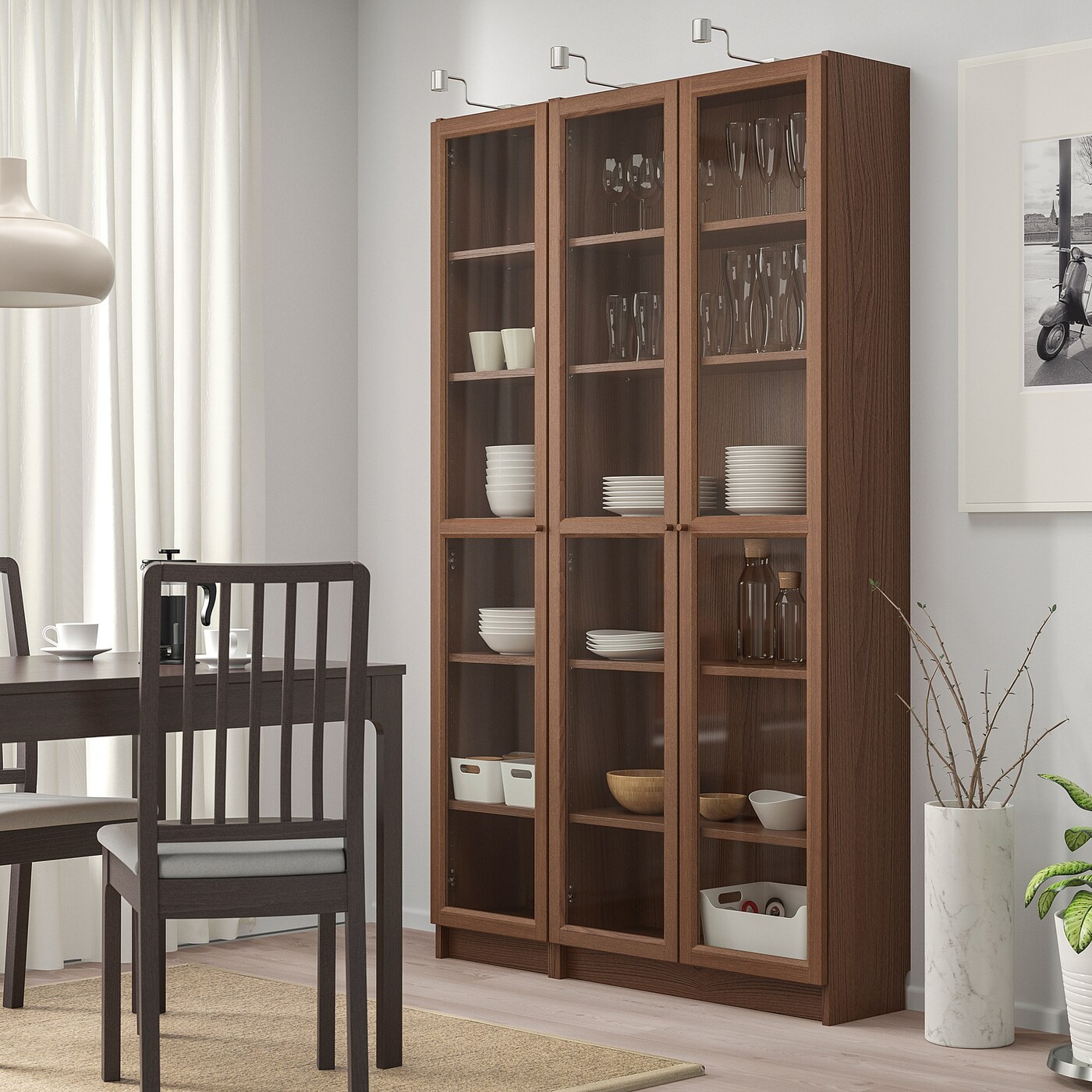 BILLY / OXBERG Bookcase with glass-doors