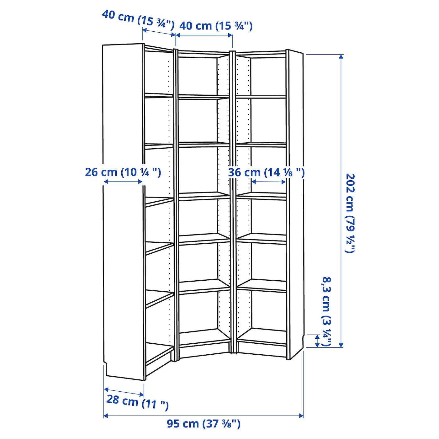 BILLY Bookcase combination/crnr solution