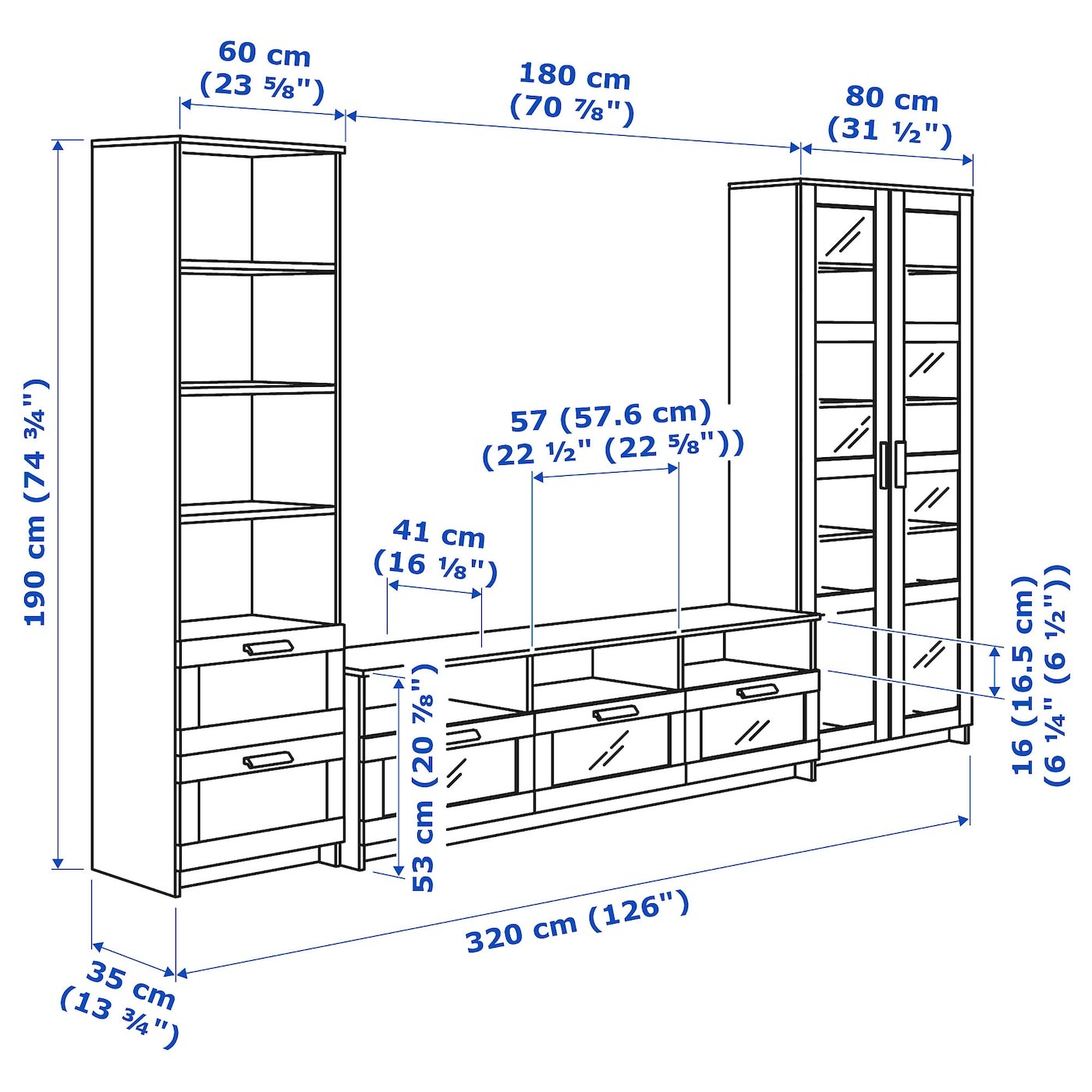 BRIMNES TV storage combination/glass doors