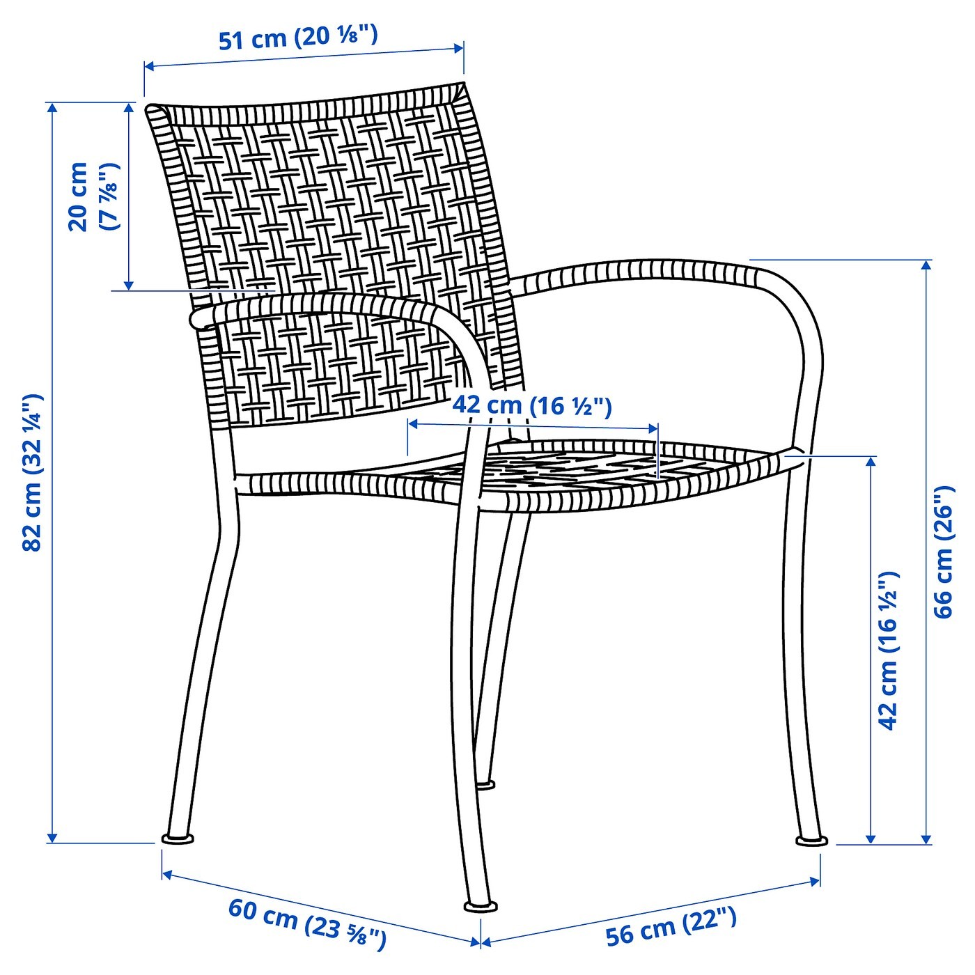 LÄCKÖ Chair with armrests, outdoor