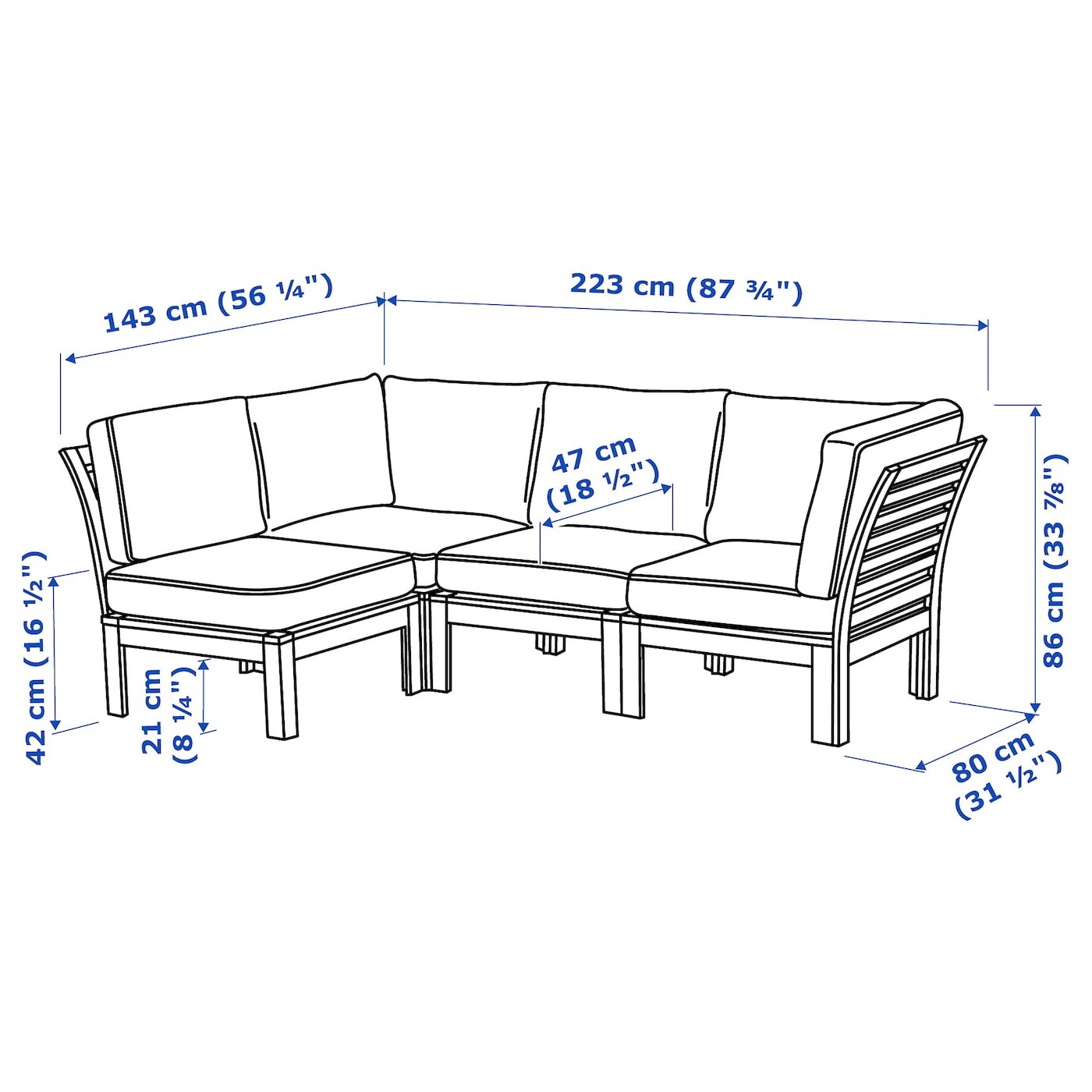 ÄPPLARÖ Modular corner sofa 3-seat, outdoor