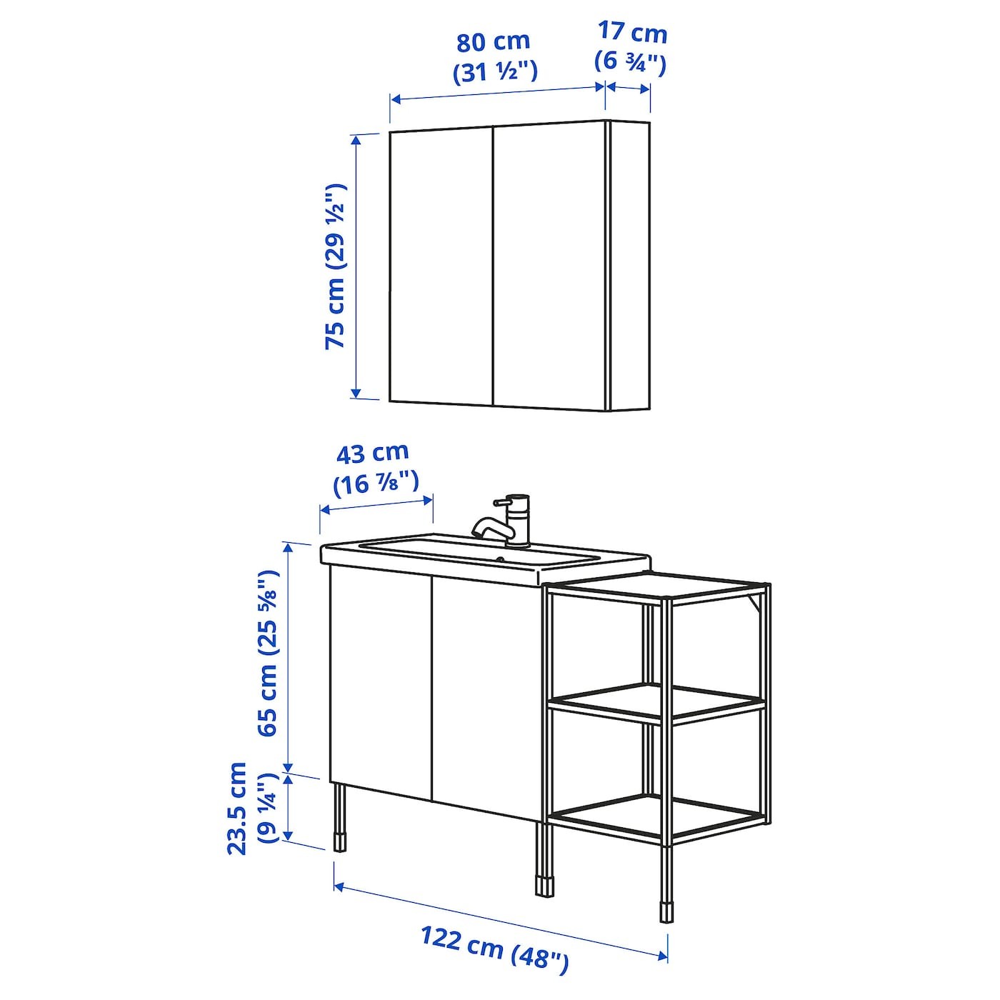 ENHET / TVÄLLEN Bathroom furniture, set of 14