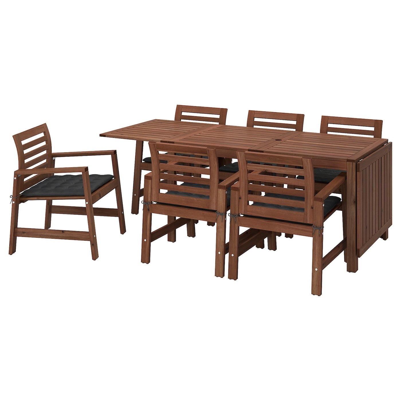 ÄPPLARÖ Table+6 chairs w armrests, outdoor