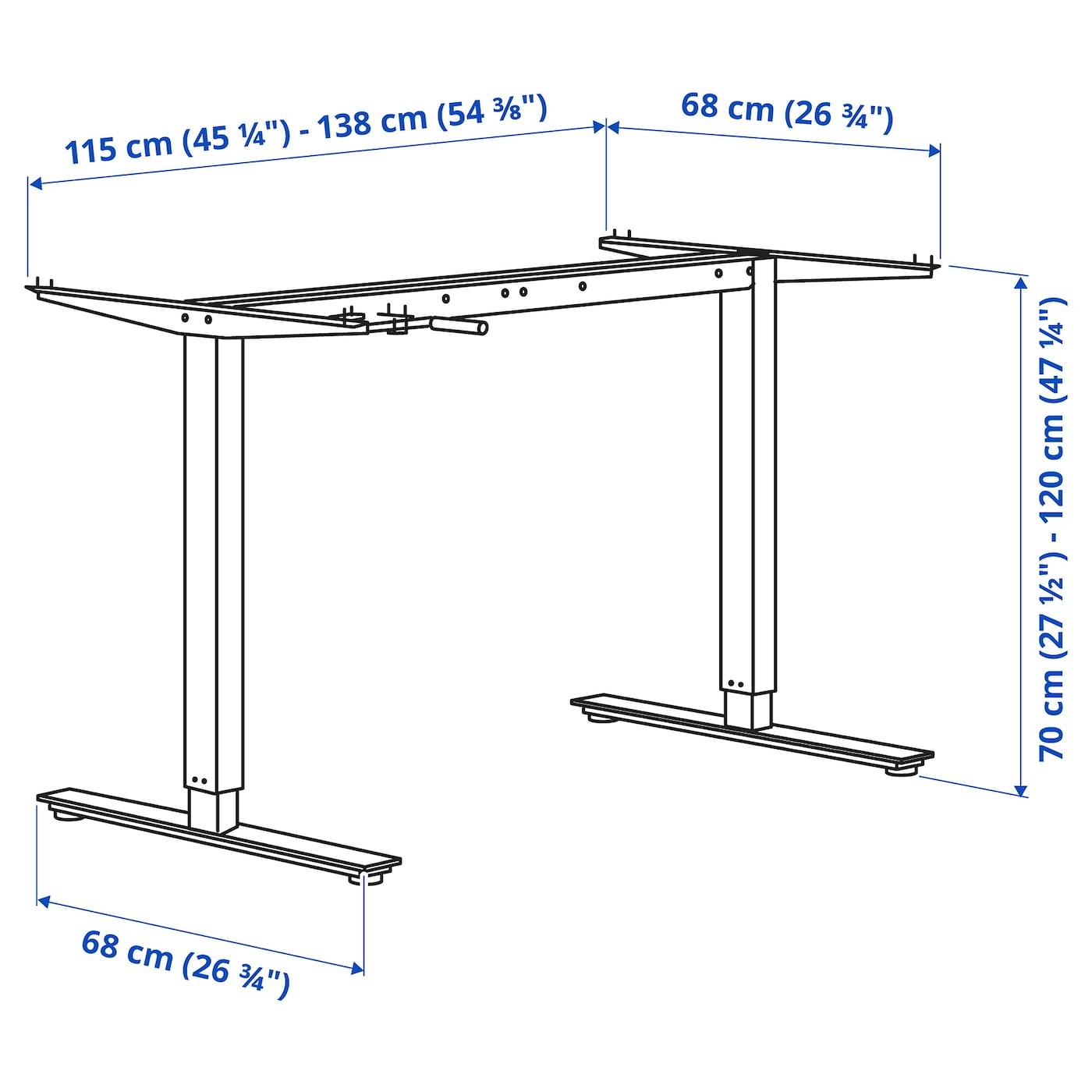 TROTTEN Underframe sit/stand f table top