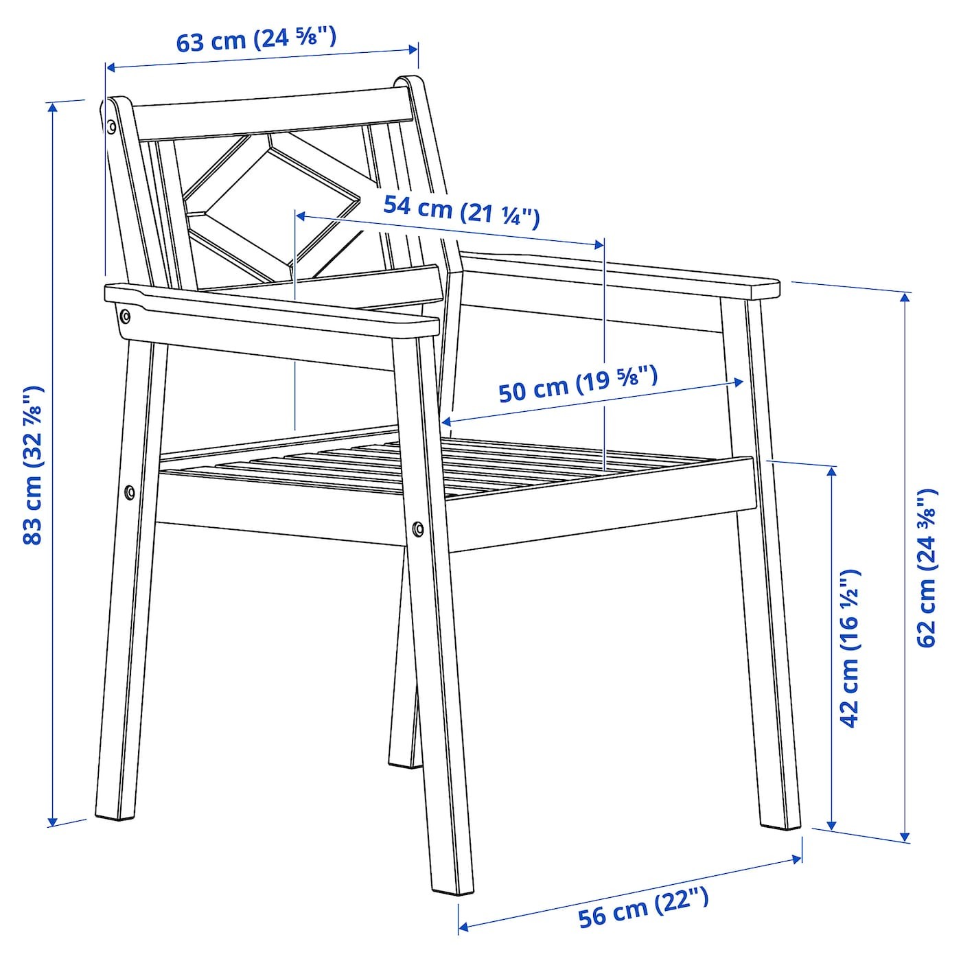 BONDHOLMEN Chair with armrests, outdoor