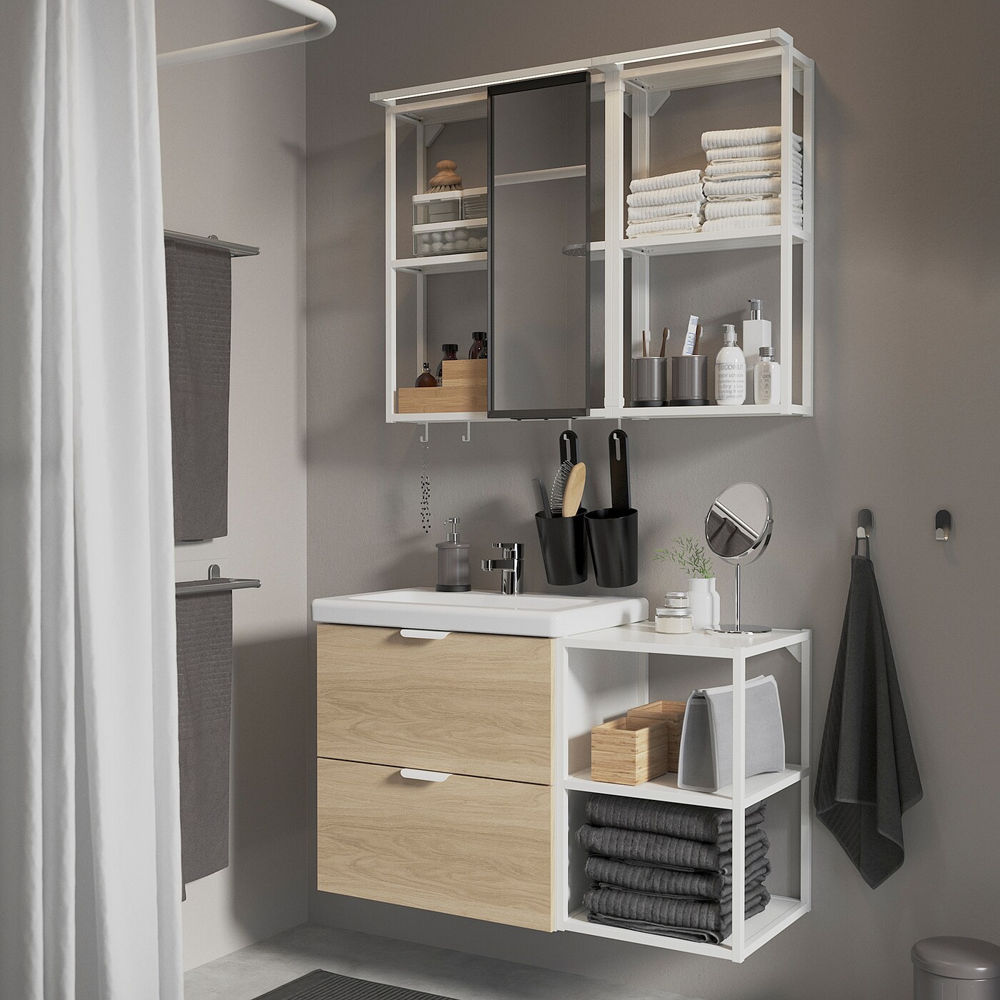 ENHET / TVÄLLEN Bathroom furniture, set of 15