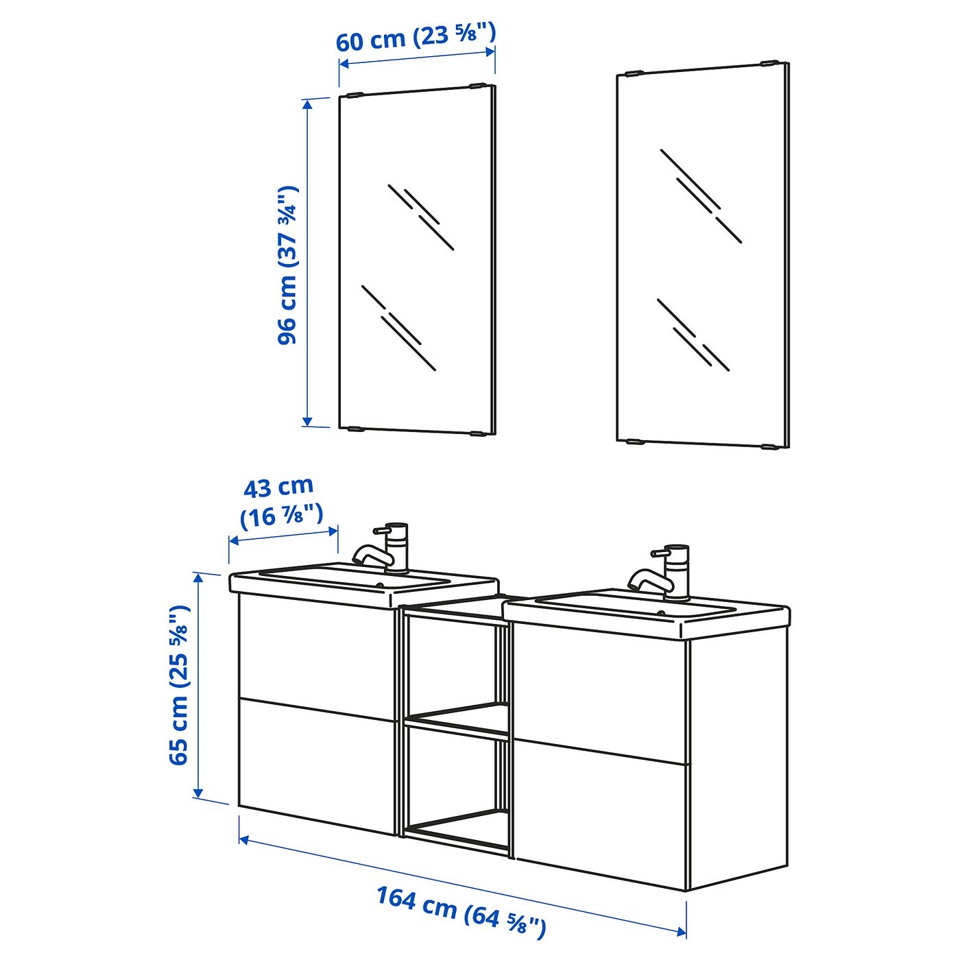 ENHET / TVÄLLEN Bathroom furniture, set of 15