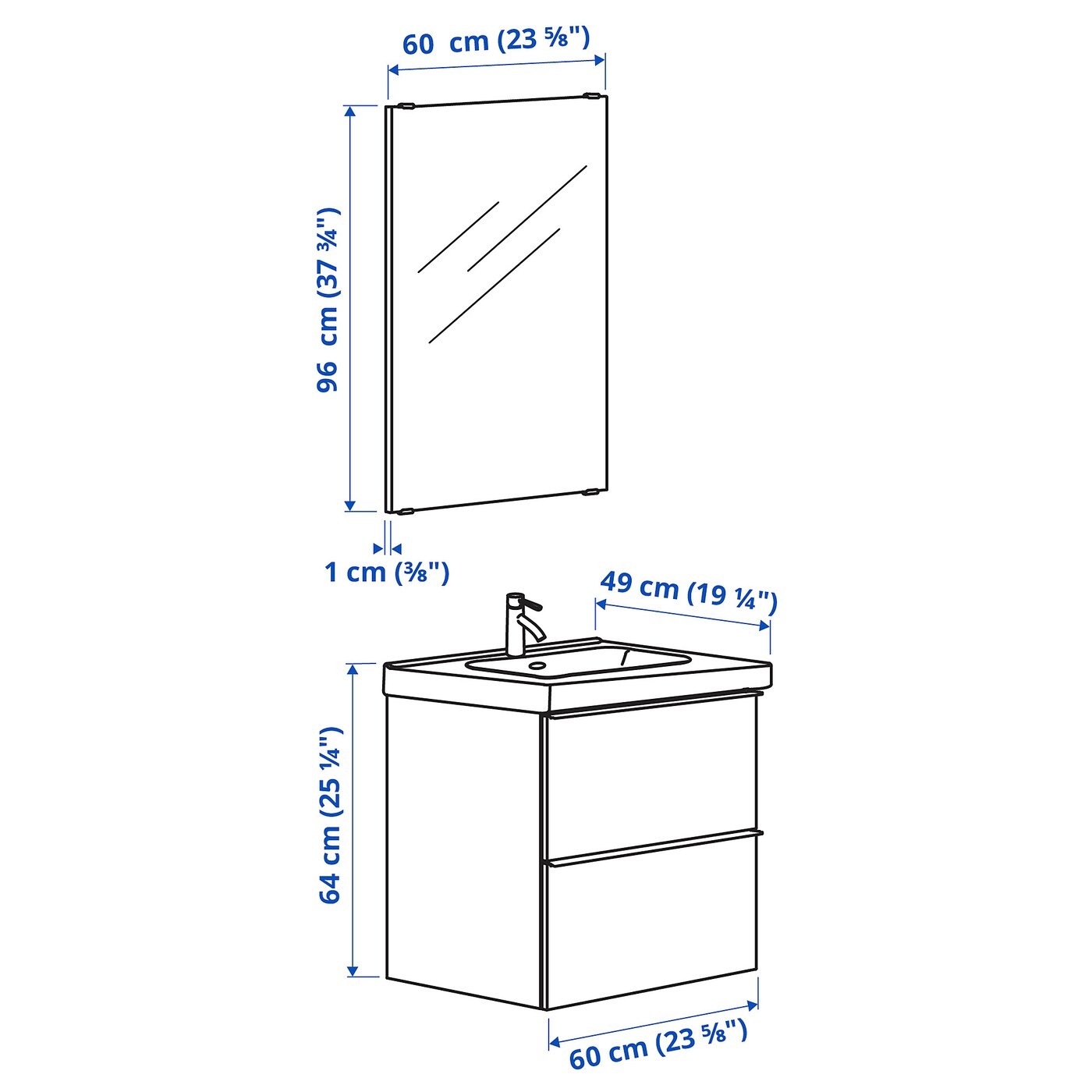 GODMORGON / ODENSVIK Bathroom furniture, set of 4