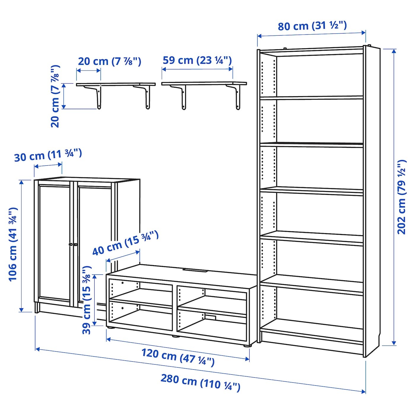 BILLY / BESTÅ TV storage combination