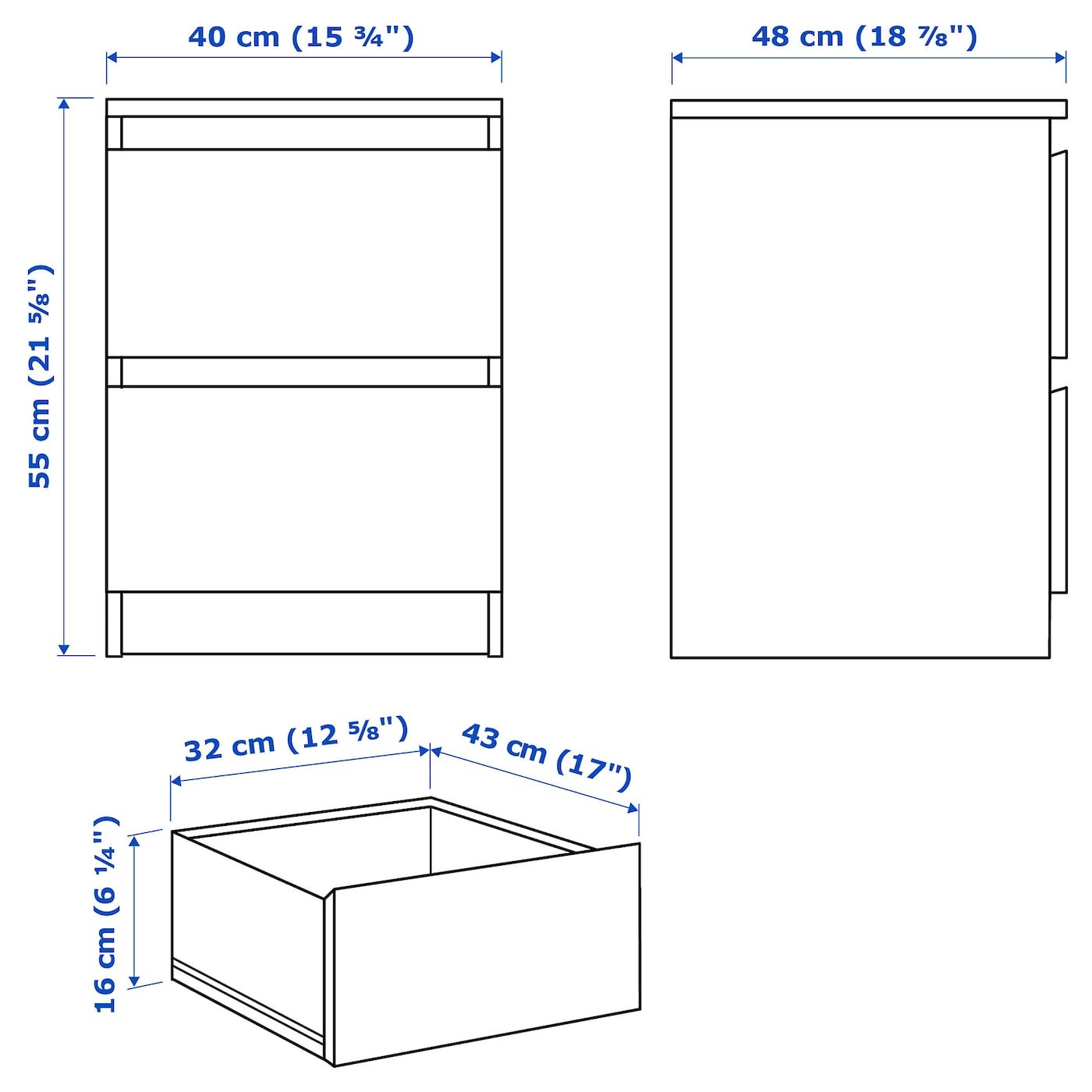 MALM Chest of 2 drawers