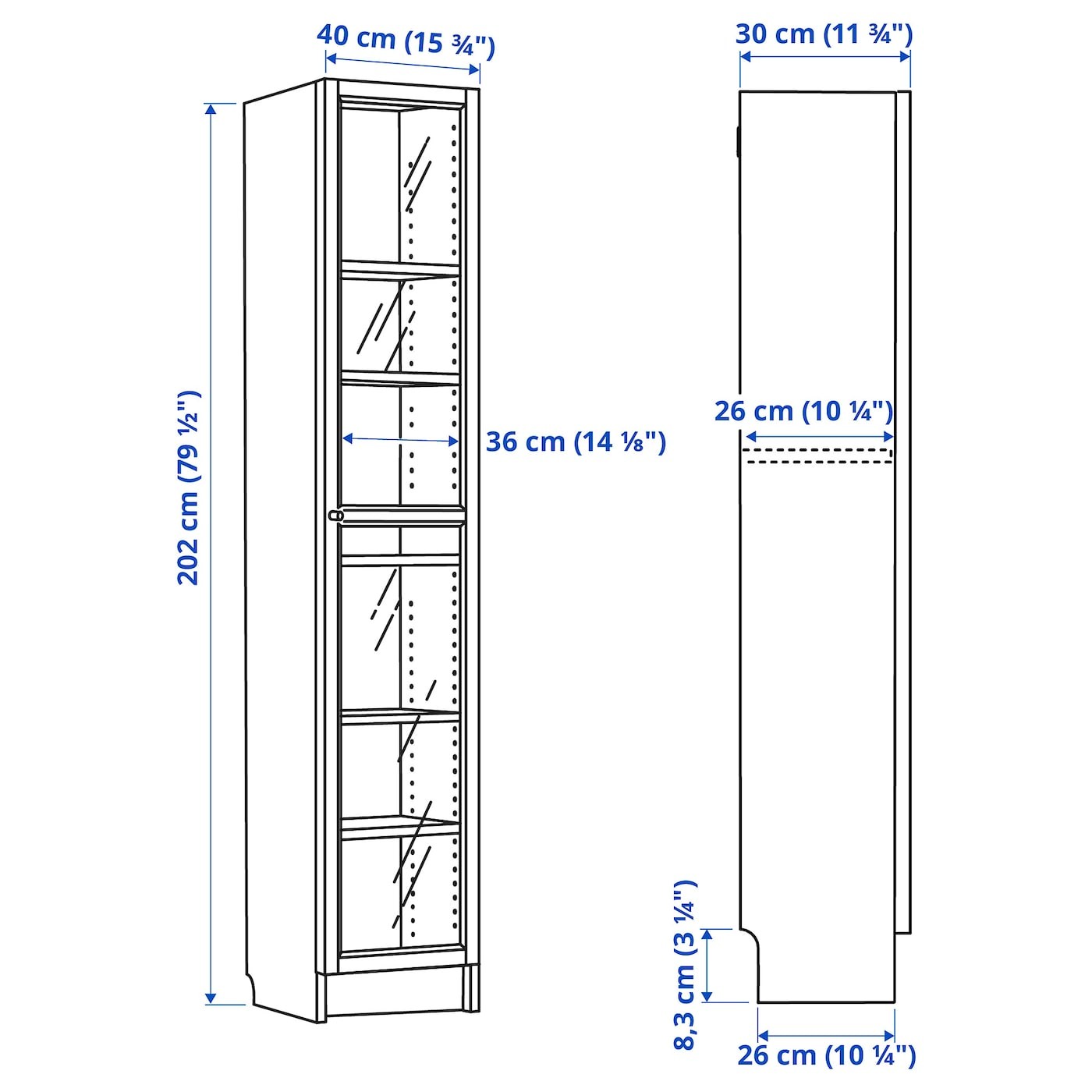 BILLY / OXBERG Bookcase with glass door