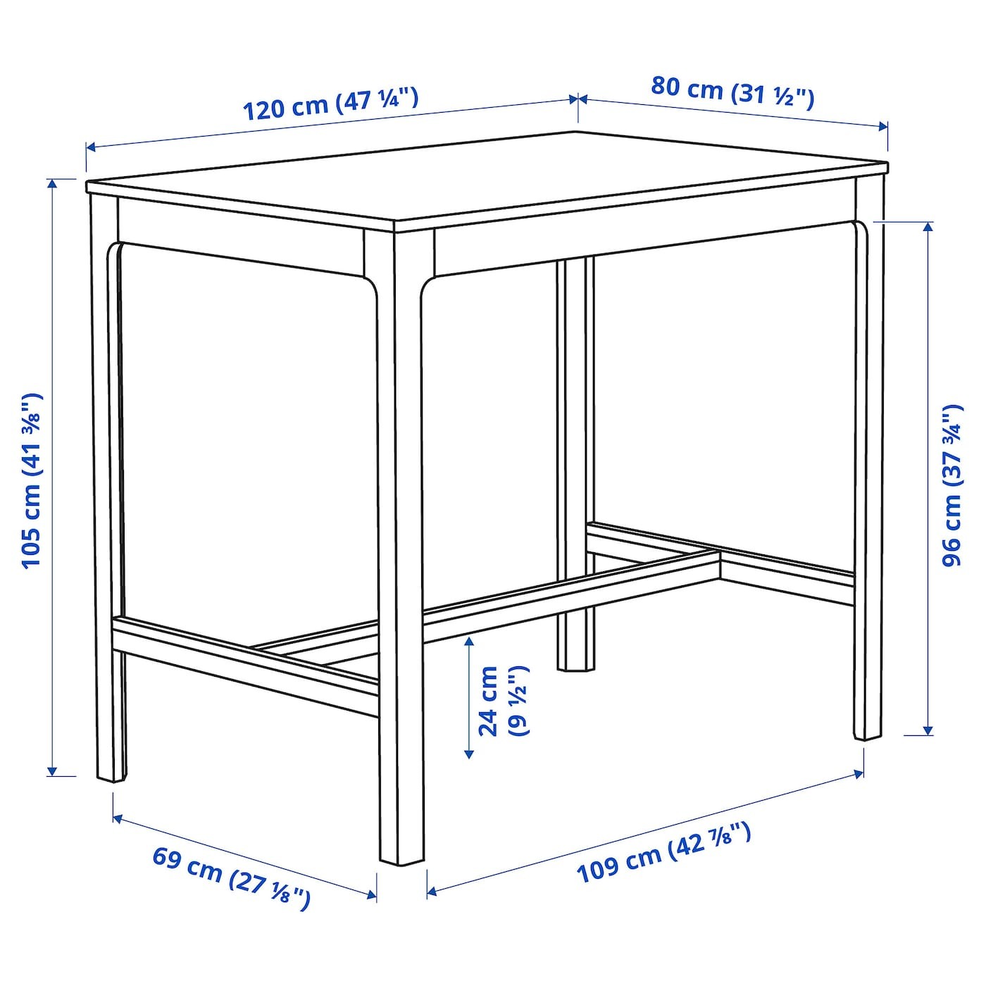 EKEDALEN / BERGMUND Bar table and 4 bar stools