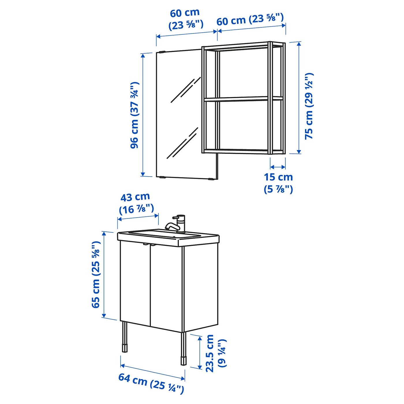 ENHET / TVÄLLEN Bathroom furniture, set of 11