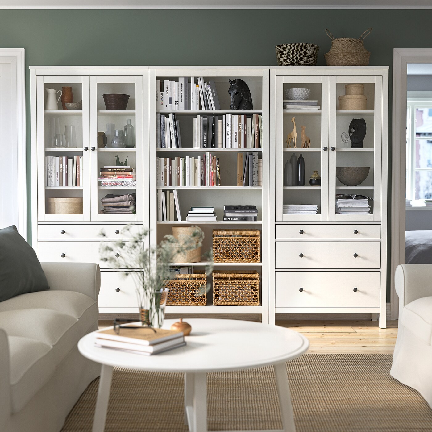 HEMNES Storage combination w doors/drawers