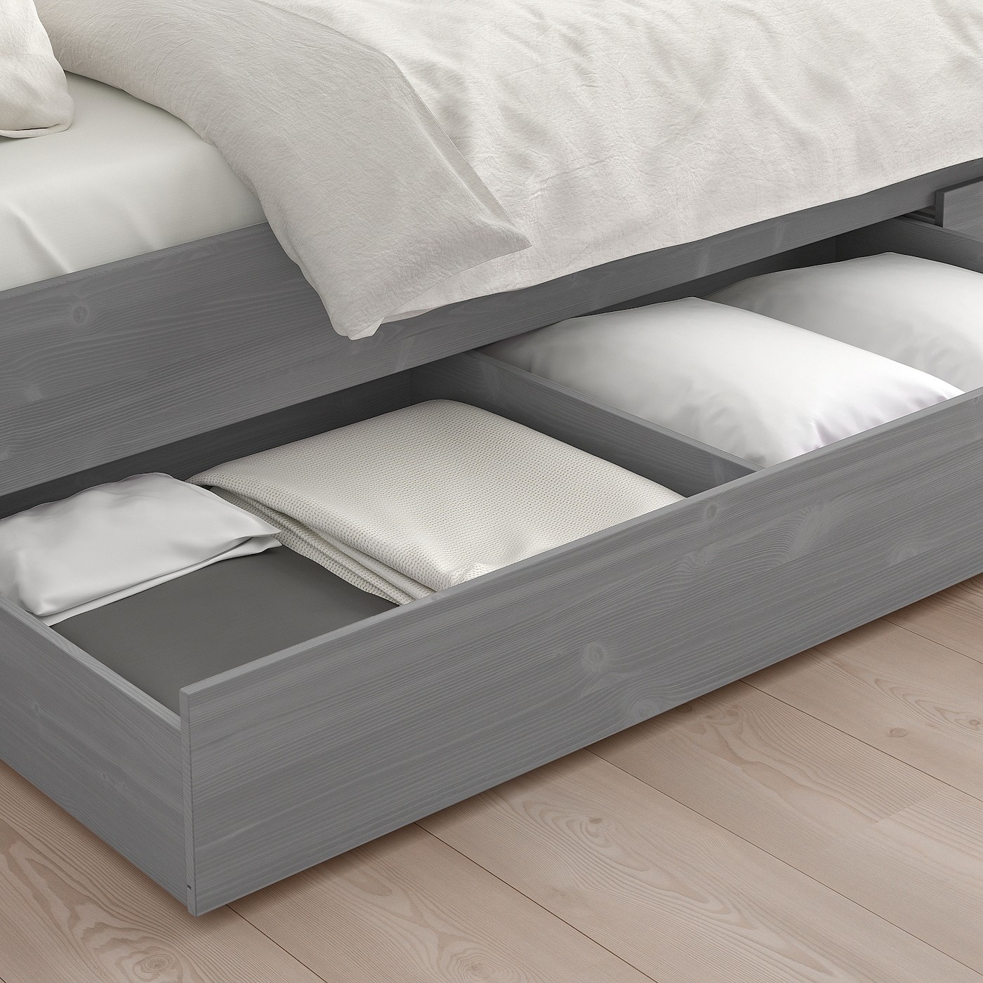 HEMNES Bed frame with 4 storage boxes