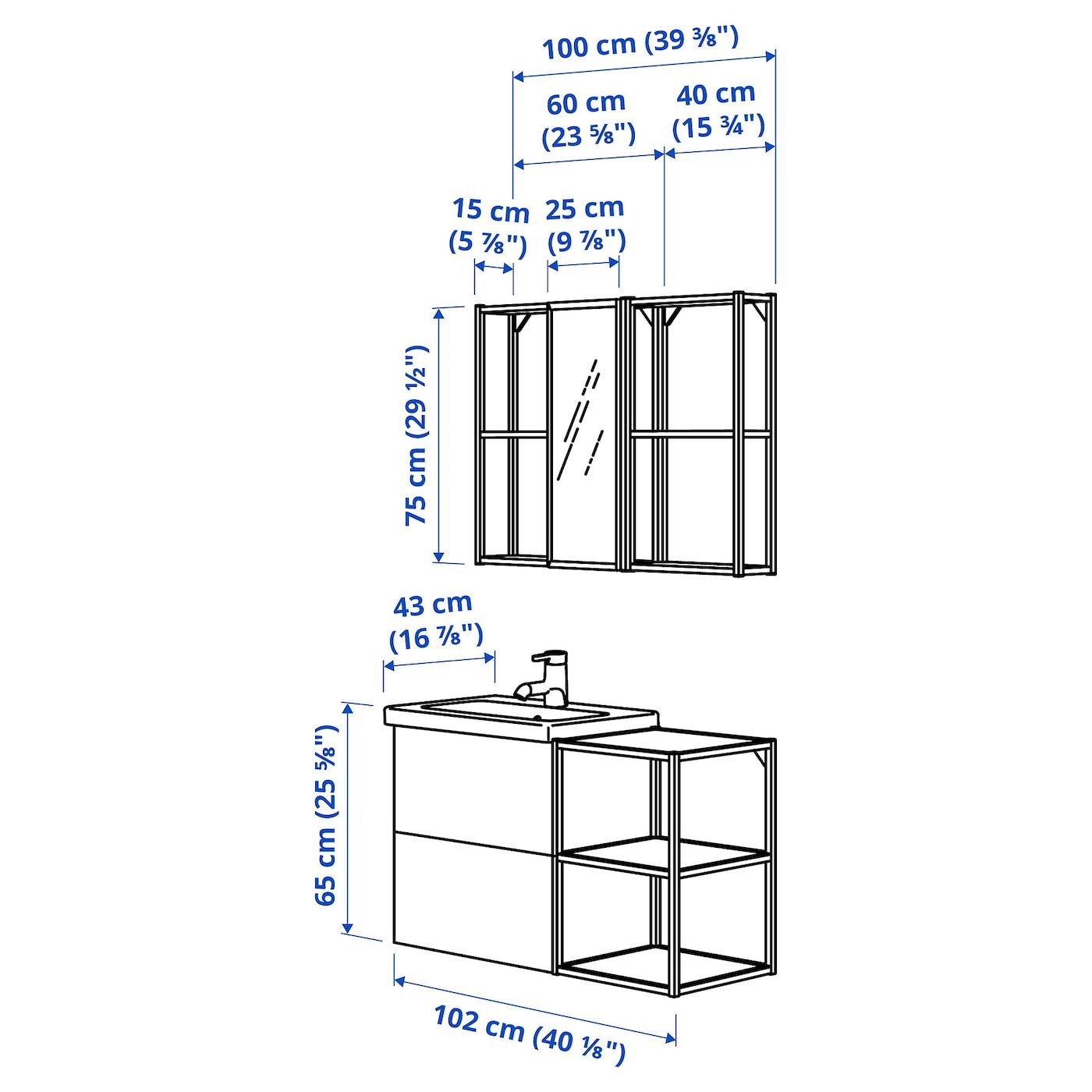 ENHET / TVÄLLEN Bathroom furniture, set of 15