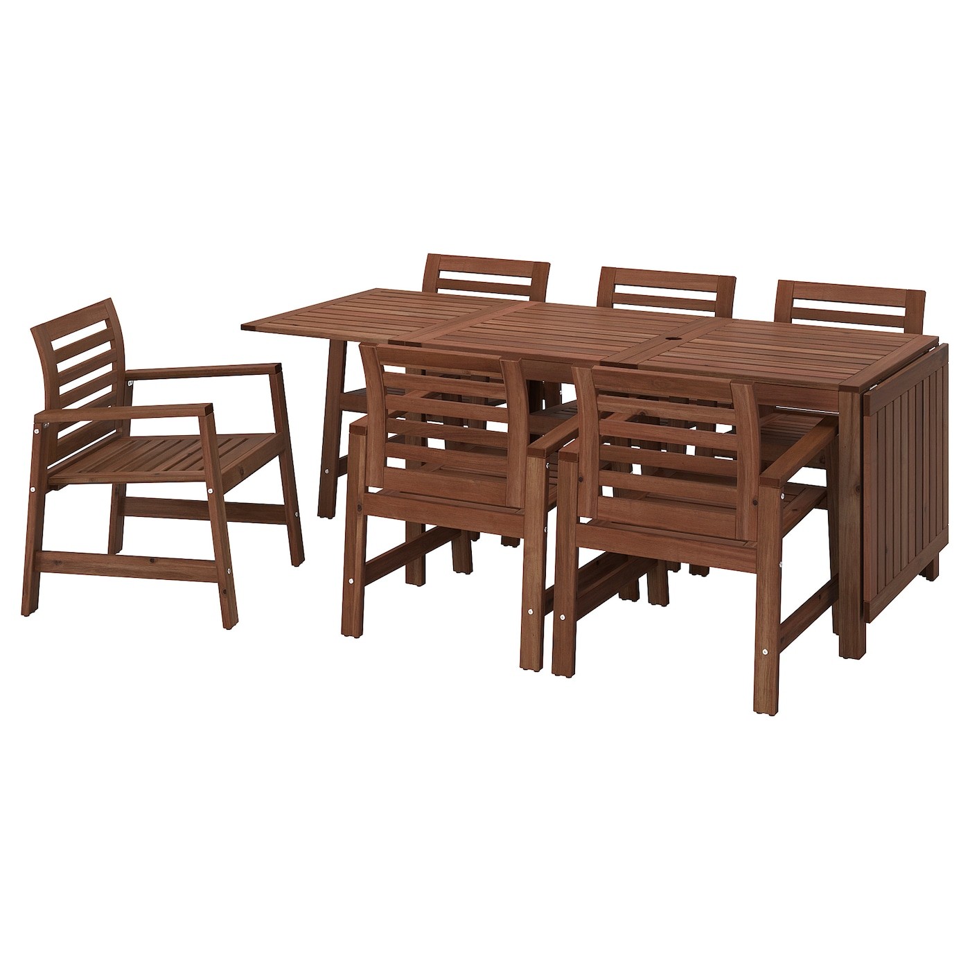 ÄPPLARÖ Table+6 chairs w armrests, outdoor