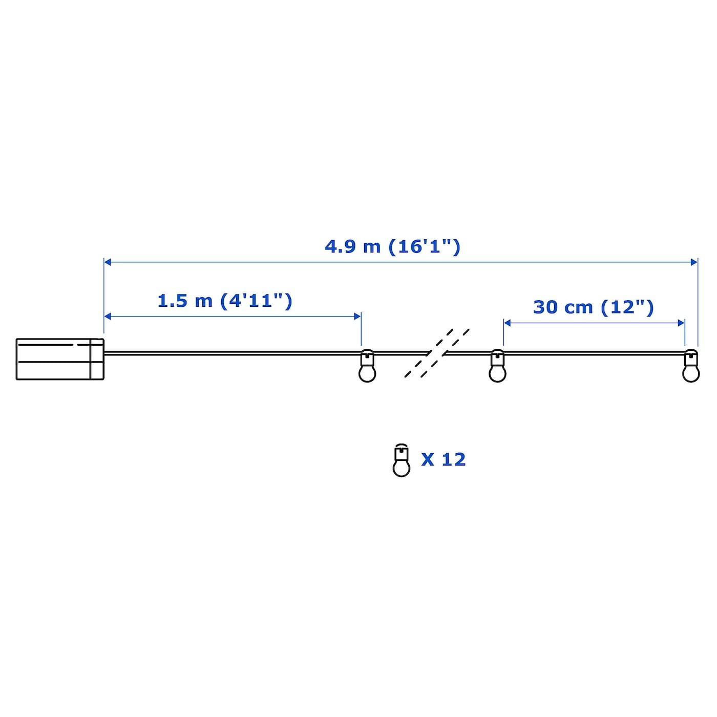 UTSUND LED lighting chain with 12 lights