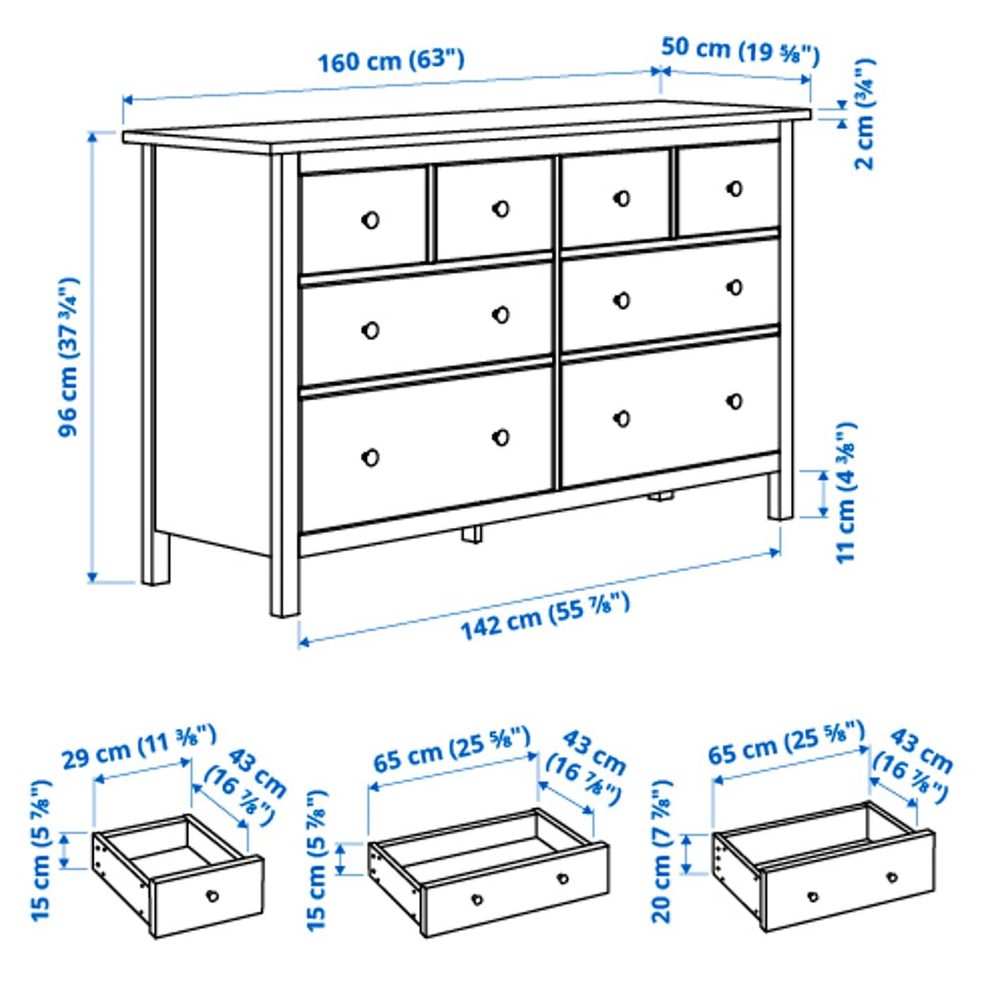 HEMNES Chest of 8 drawers