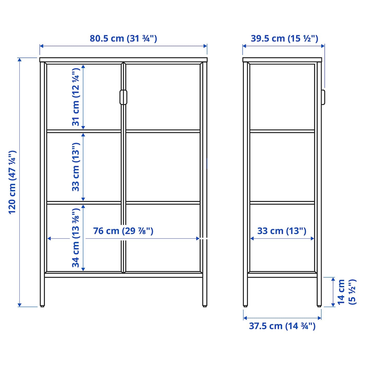 RUDSTA / VAXMYRA Glass-door cabinet with lighting