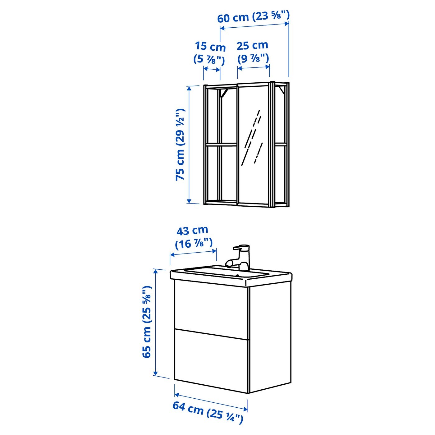 ENHET / TVÄLLEN Bathroom furniture, set of 13