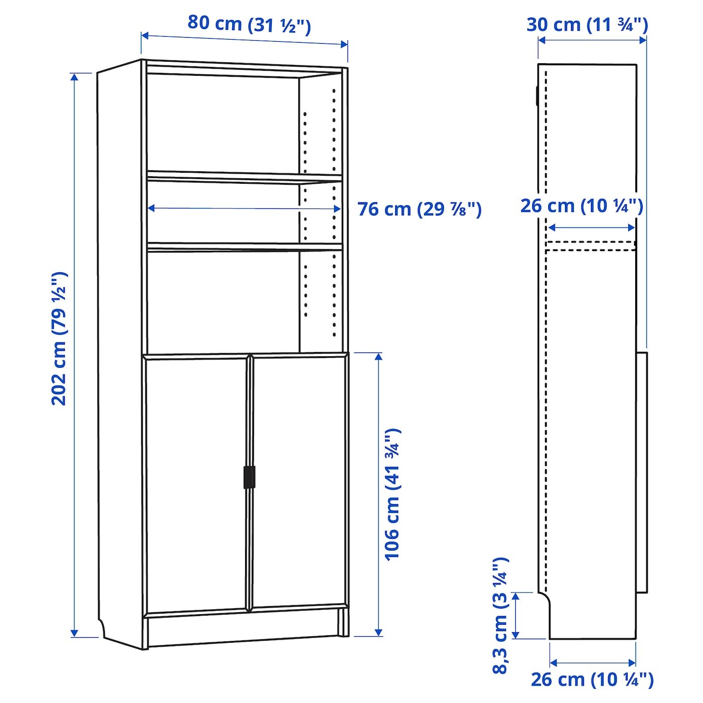 BILLY / MORLIDEN Bookcase with glass-doors