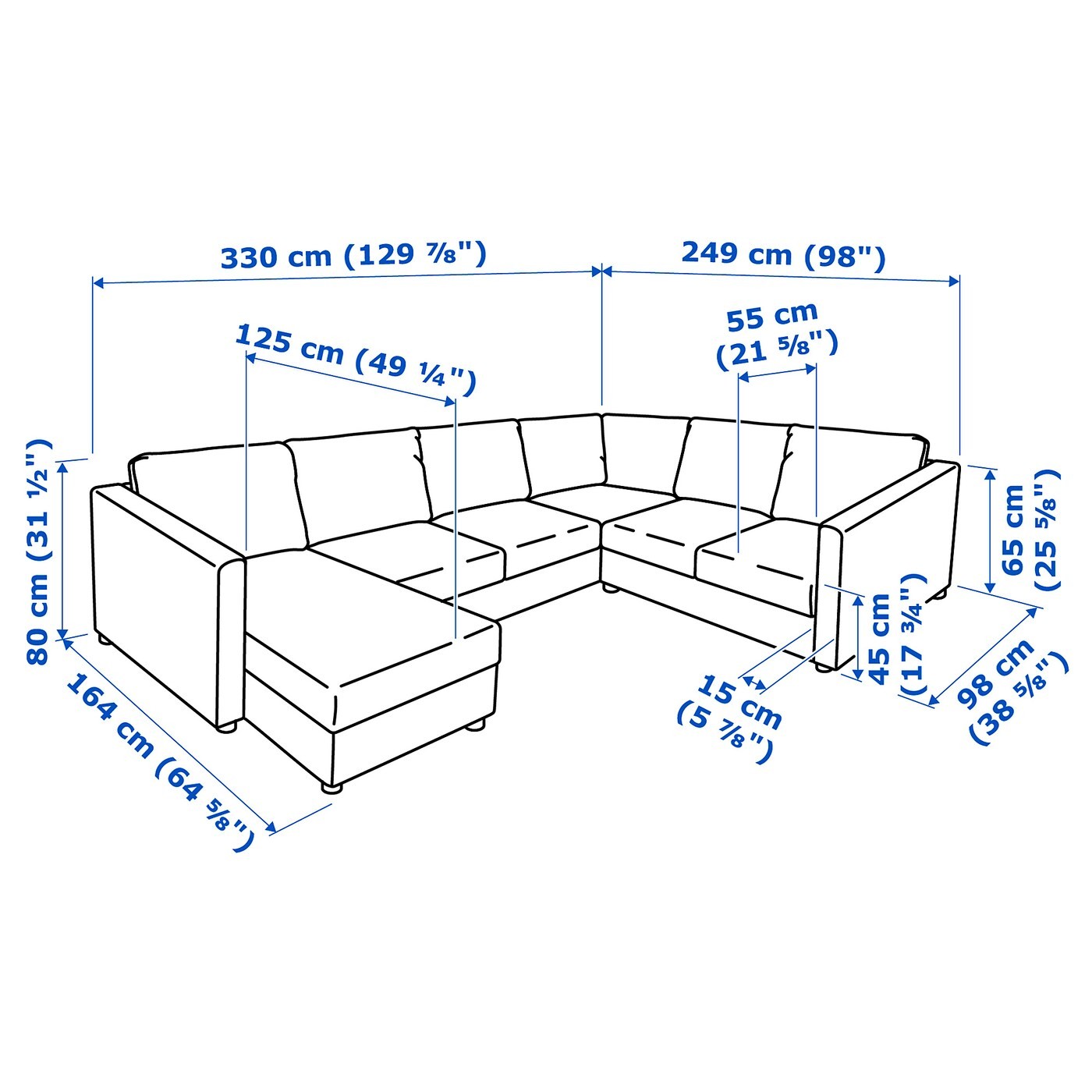 VIMLE Corner sofa, 5-seat