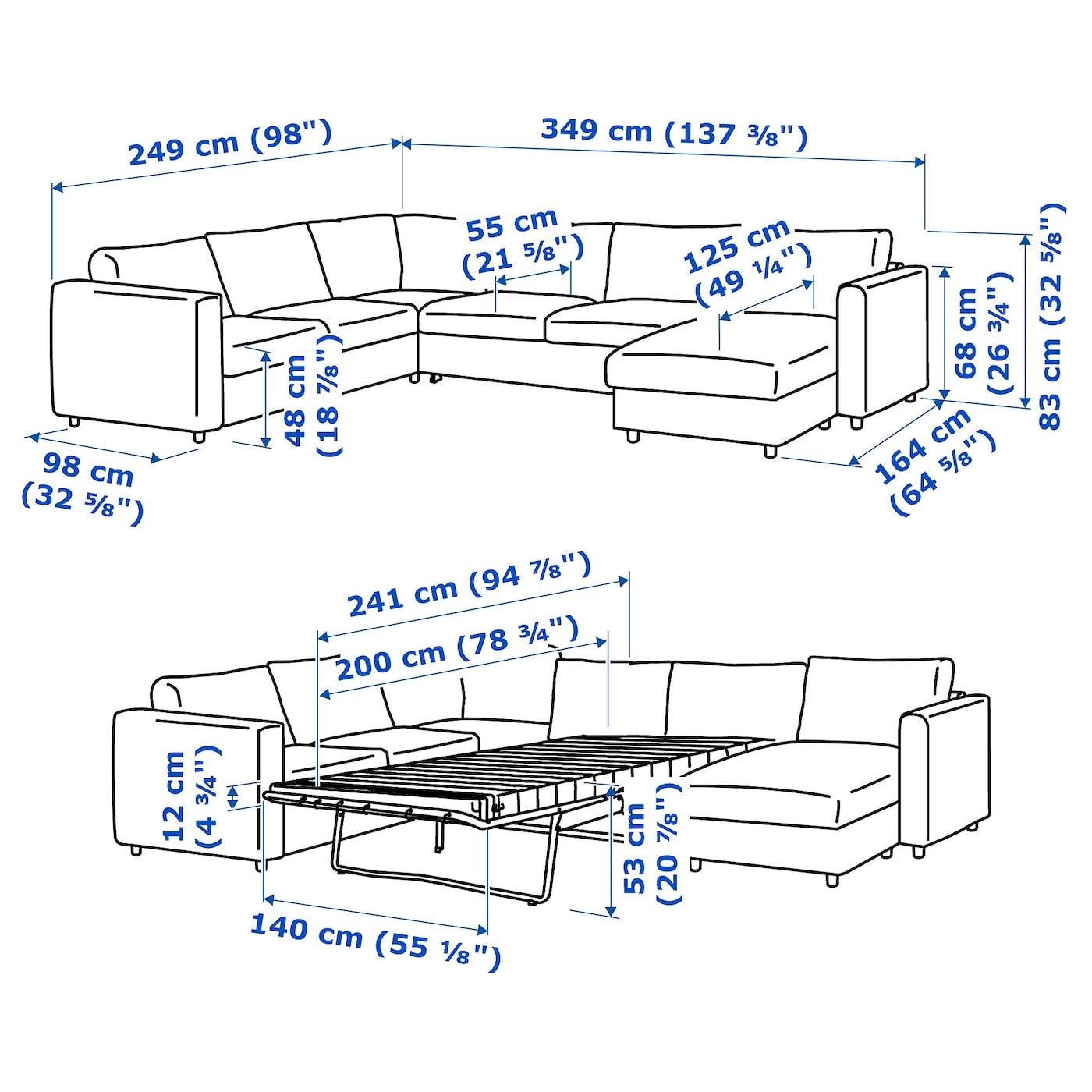 VIMLE Corner sofa-bed, 5-seat