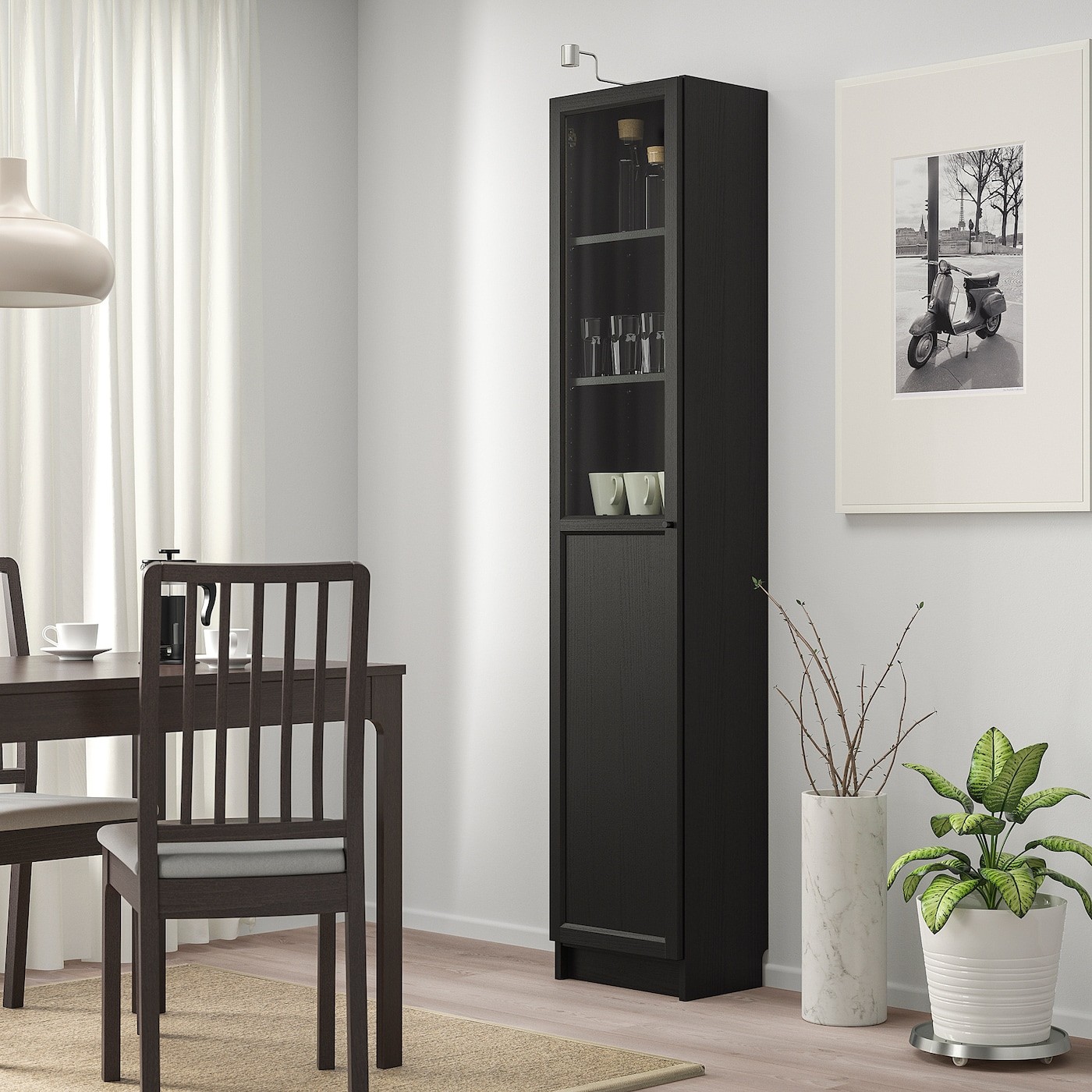 BILLY / OXBERG Bookcase with panel/glass door