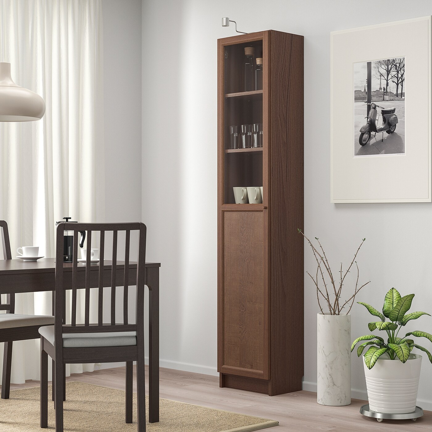 BILLY / OXBERG Bookcase with panel/glass door