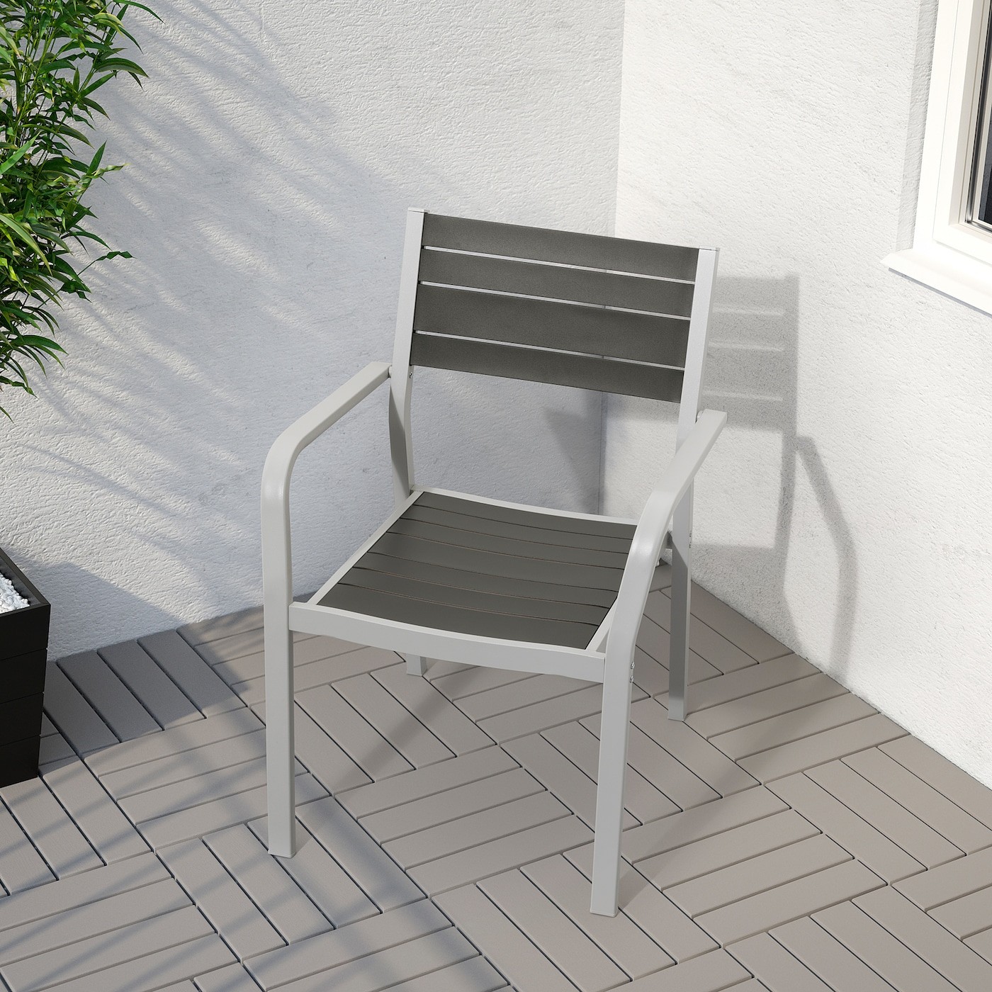 SJÄLLAND Table+2 chairs w armrests, outdoor