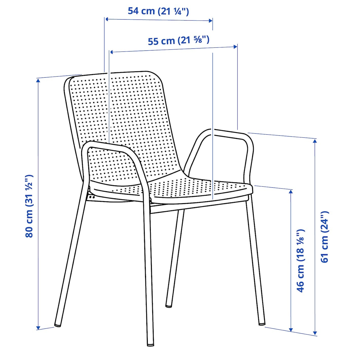 TORPARÖ Chair with armrests, in/outdoor