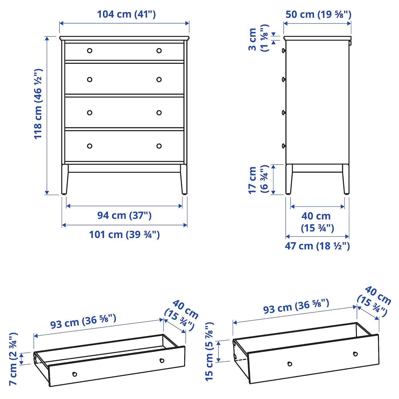 IDANÄS Chest of 4 drawers