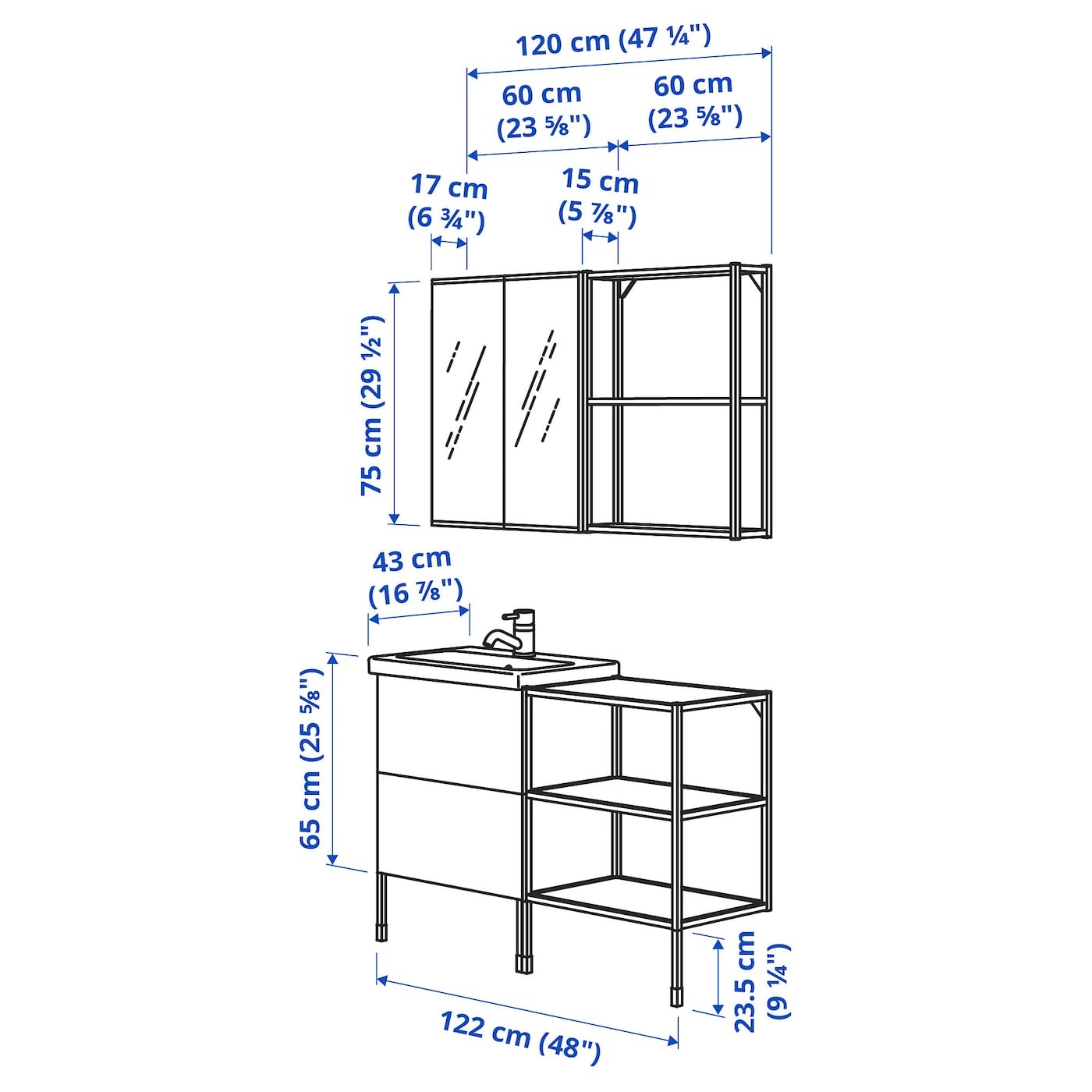 ENHET / TVÄLLEN Bathroom furniture, set of 15