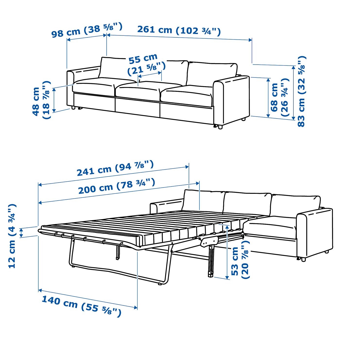 VIMLE 3-seat sofa-bed