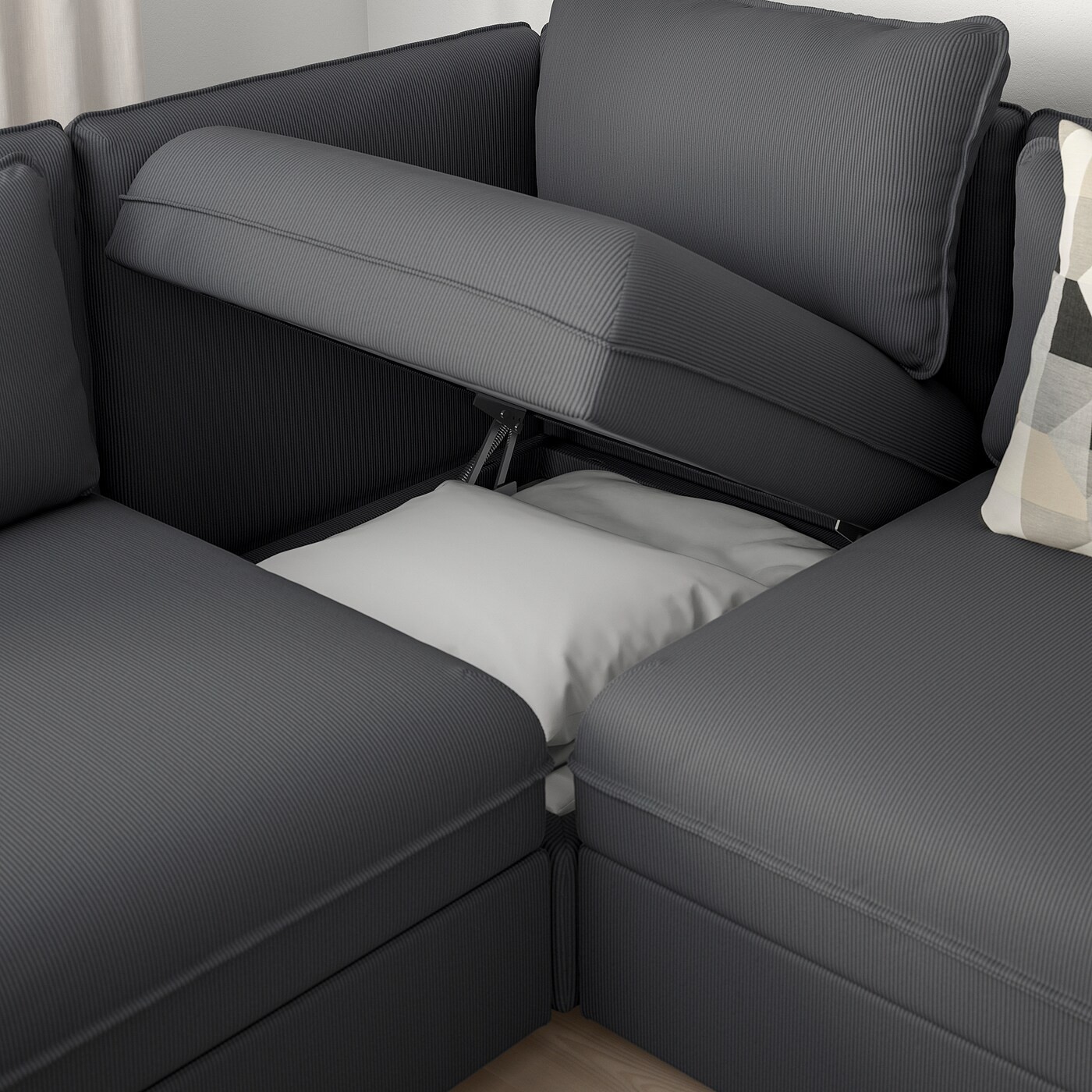 VALLENTUNA Modular crnr sofa 3-seat+2 sofa-bed