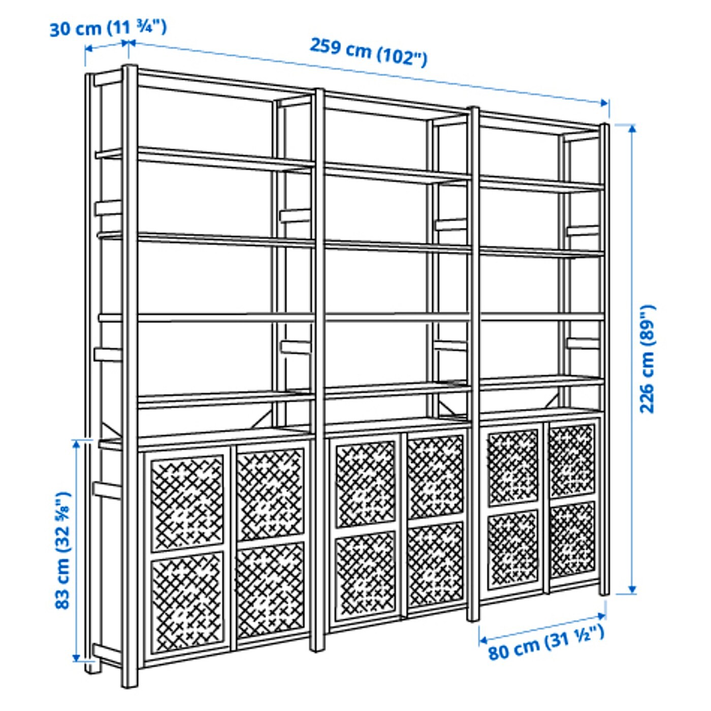 IVAR 3 sections/cabinet/shelves