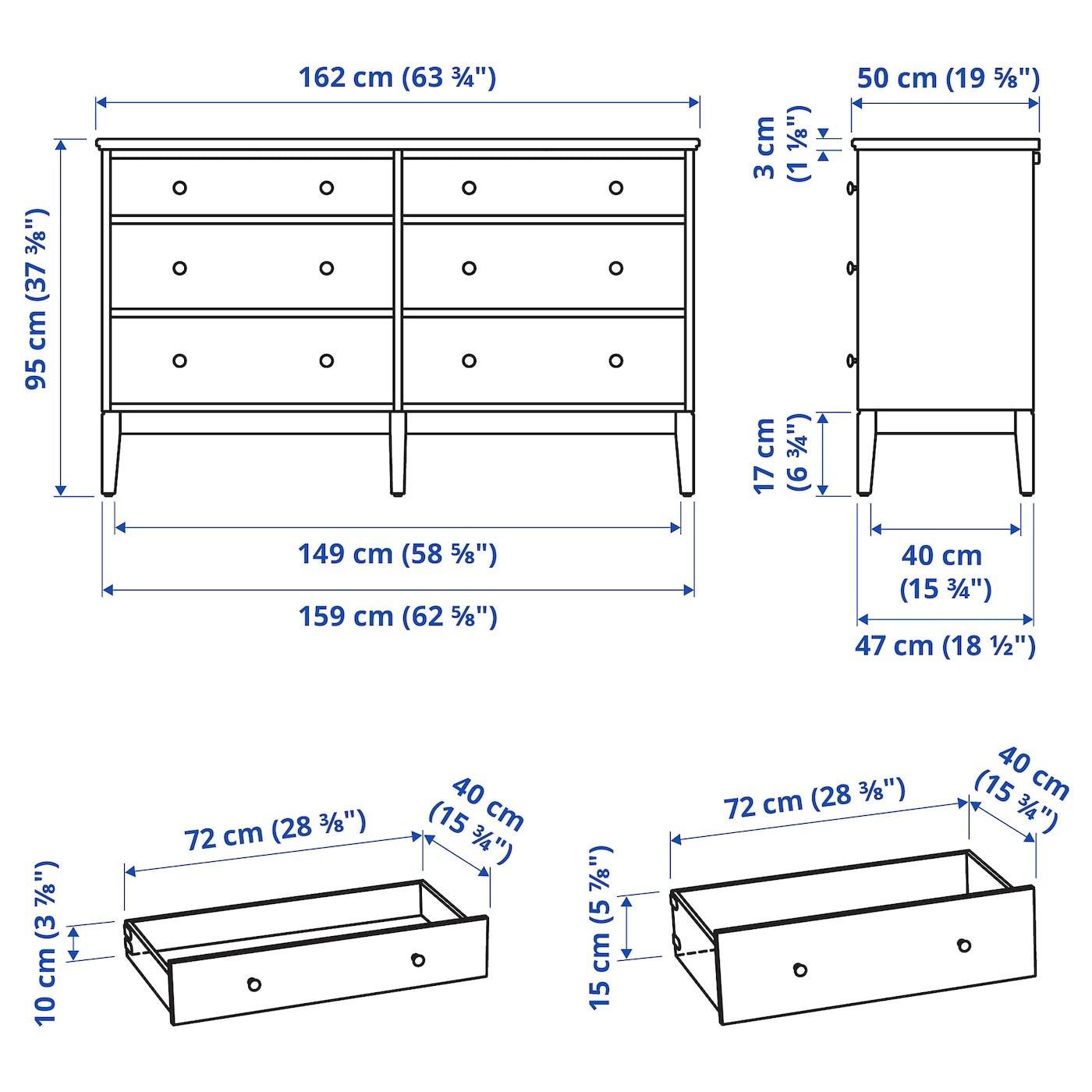 IDANÄS Chest of 6 drawers